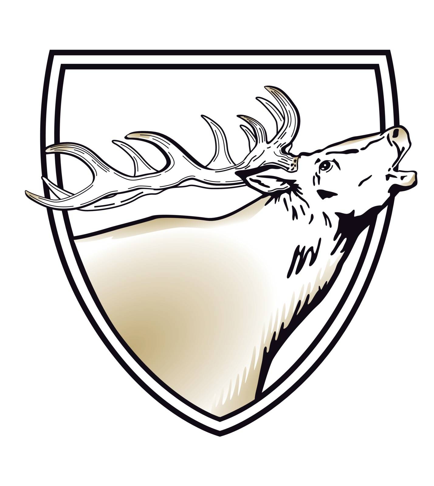 Deer coat of arms, shield, illustration