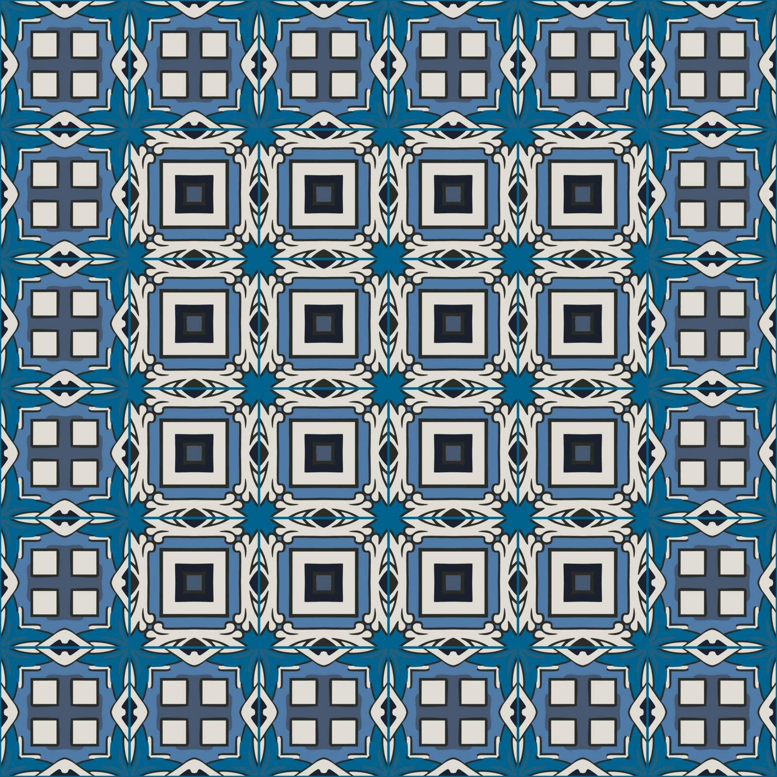 Seamless pattern illustration in traditional style - inspired by Portuguese tiles
