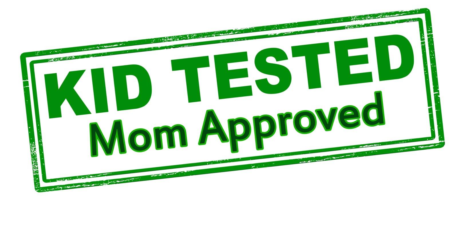 Rubber stamp with text kid tested mom approved inside, vector illustration