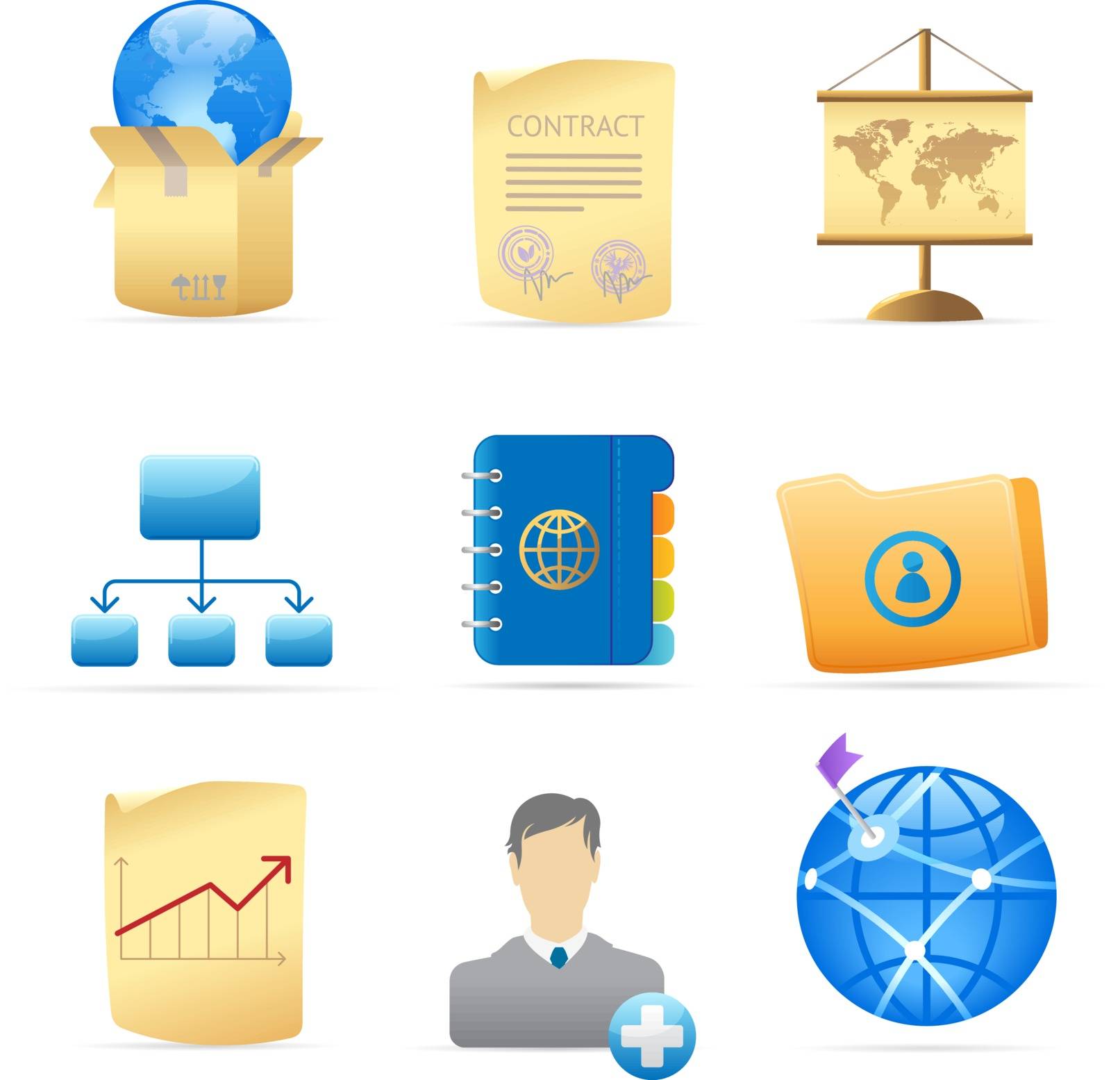 Icons for business metaphors and symbols. Vector illustration.
