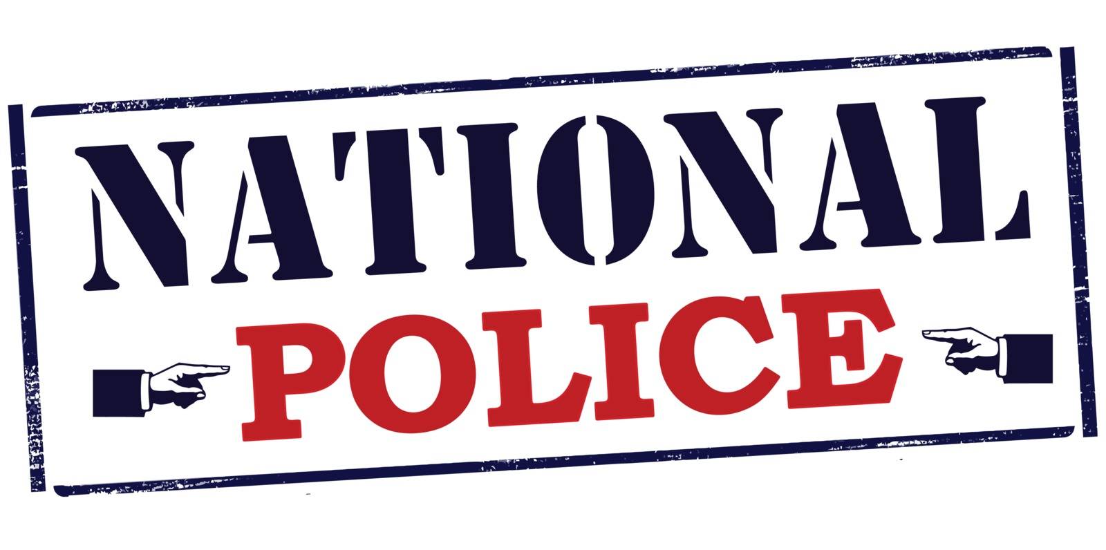 Rubber stamp with text national police inside, vector illustration