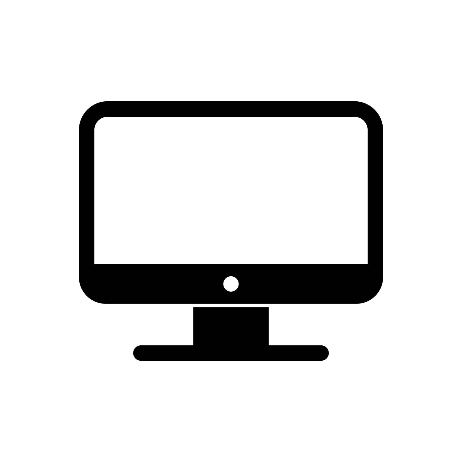 Desktop computer icon. Computer screen symbol isolated on white background. Desktop computer sign in flat style. Vector illustration for web site, mobile application.