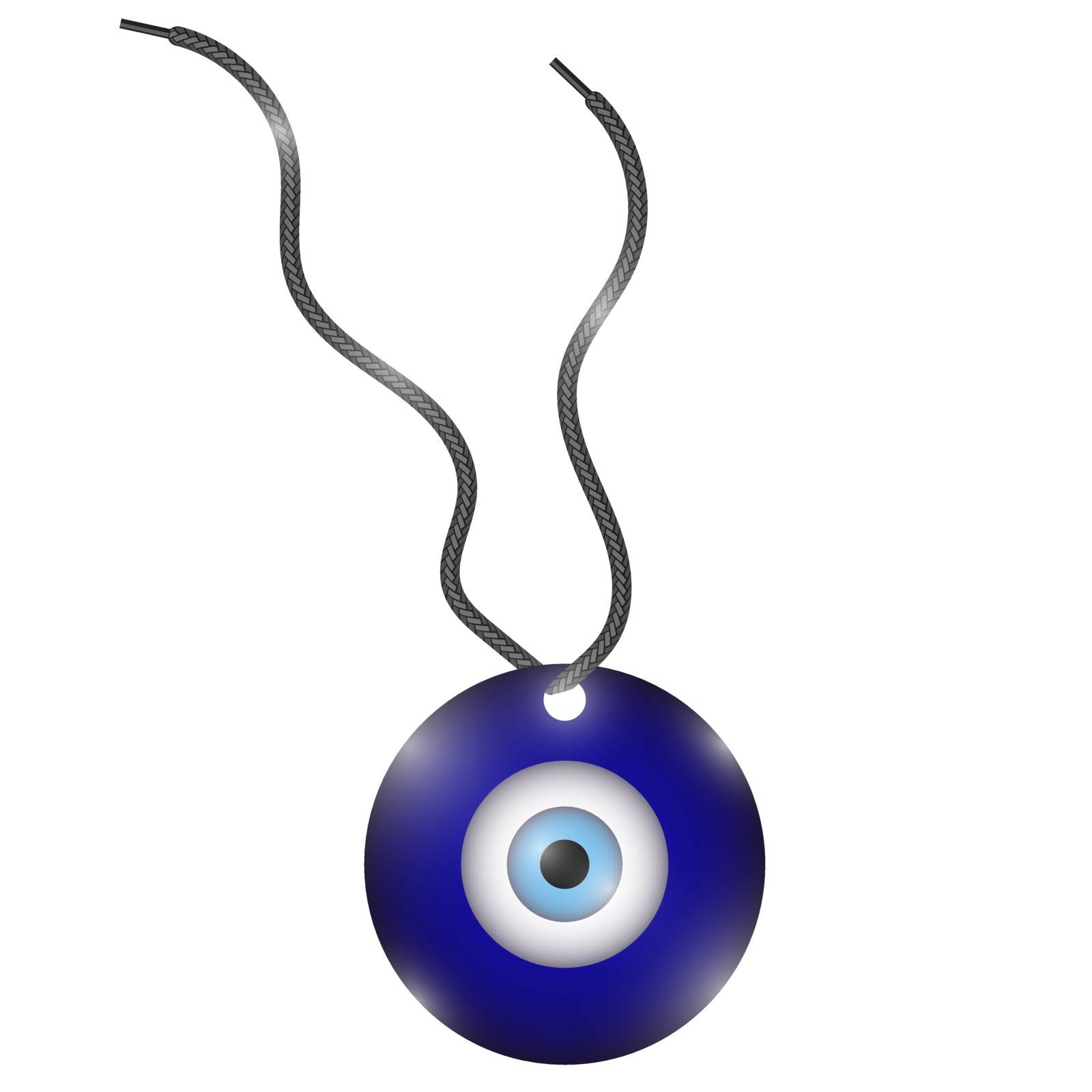 Glass Evil Eye Symbol Isolated on White Background. Turkish Traditional Amulet. Nazar Protection Talisman. Blue Magic Souvenir