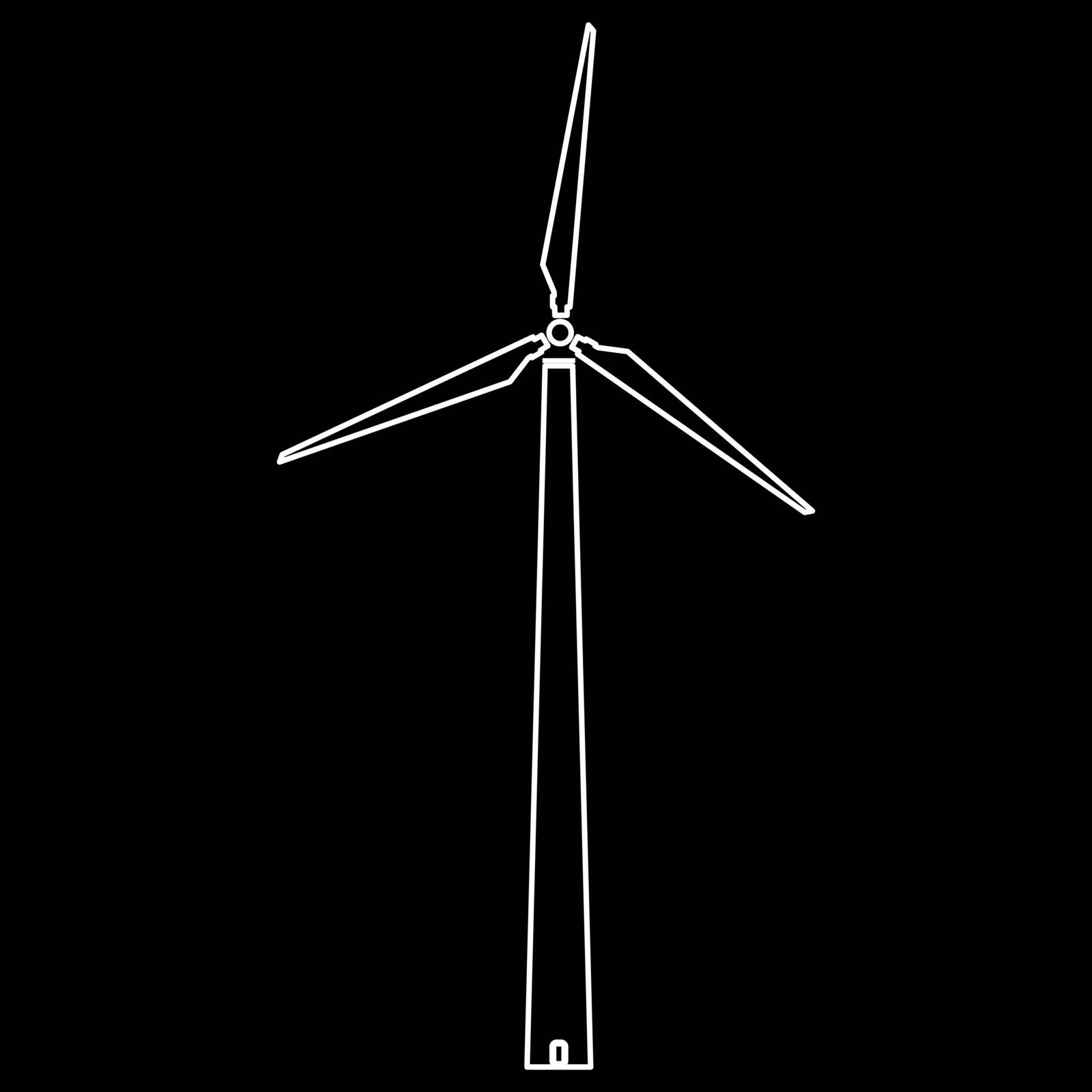 Wind turbine white color path icon . by serhii435