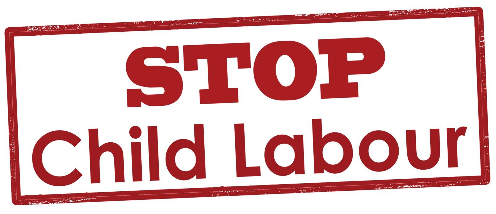 Rubber stamp with text stop child labour inside, vector illustration