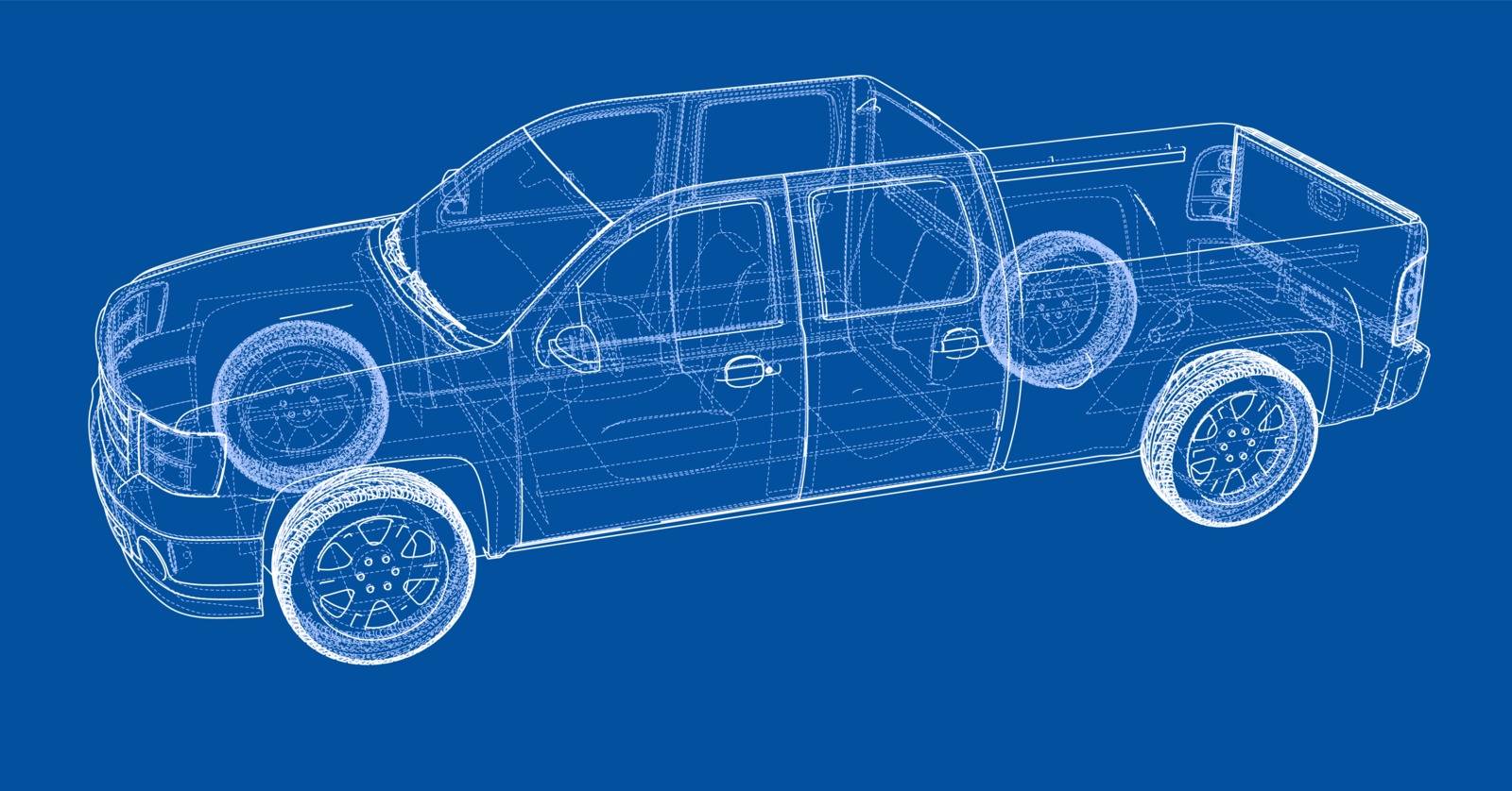 Car SUV drawing outline. Vector rendering by cherezoff