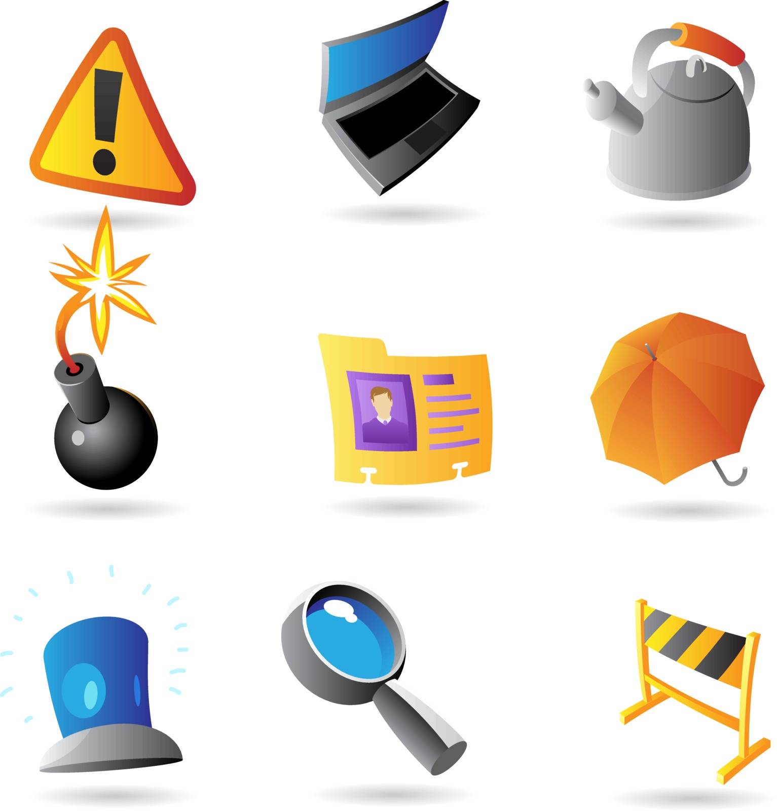 Icons for program interface. Vector illustration.