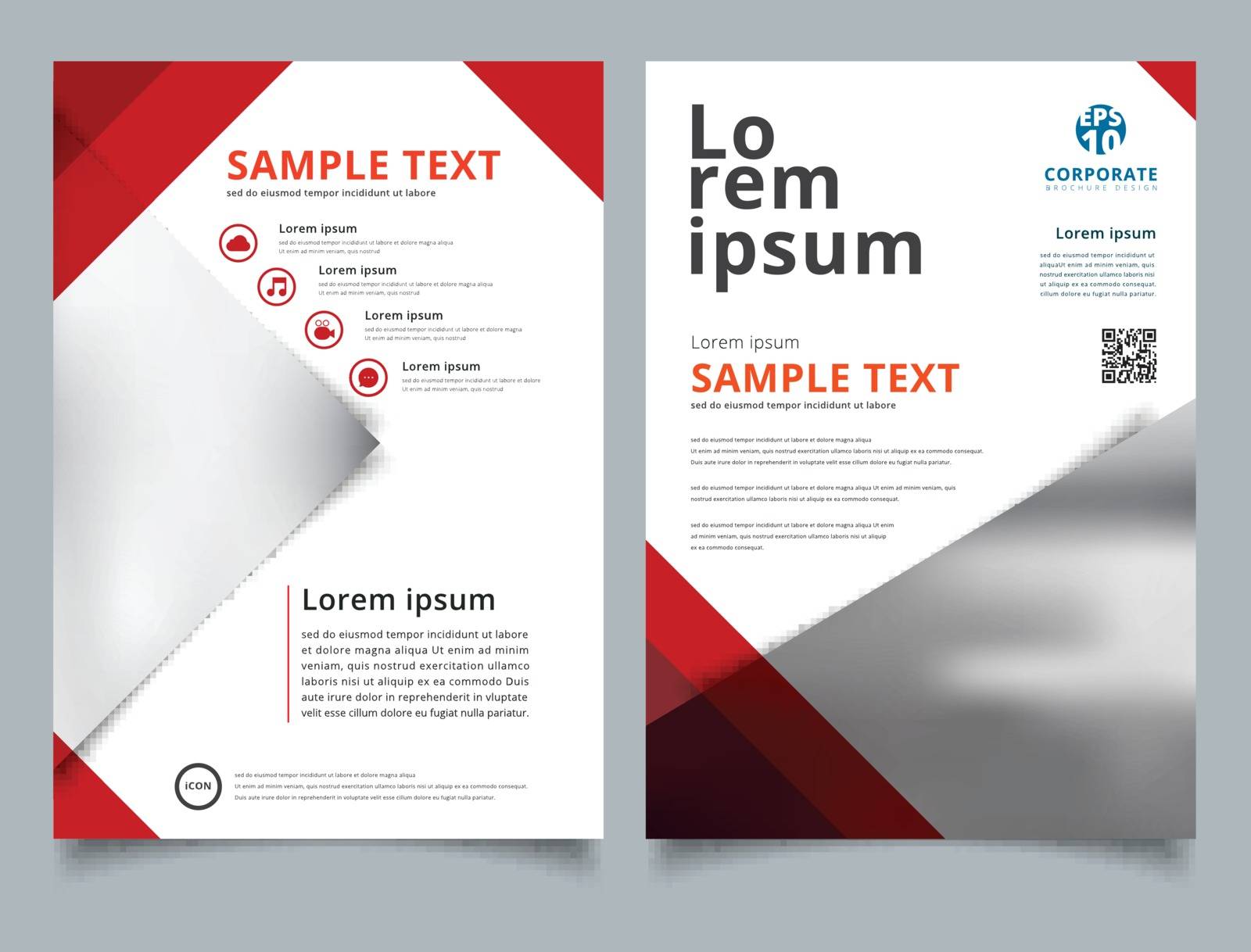 Brochure Template geometric triangle red color with image backgr by phochi