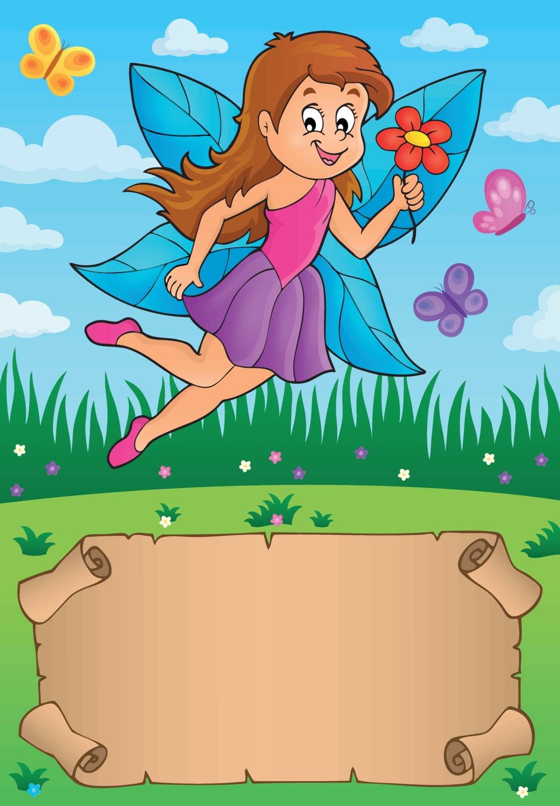 Small parchment with fairy - eps10 vector illustration.