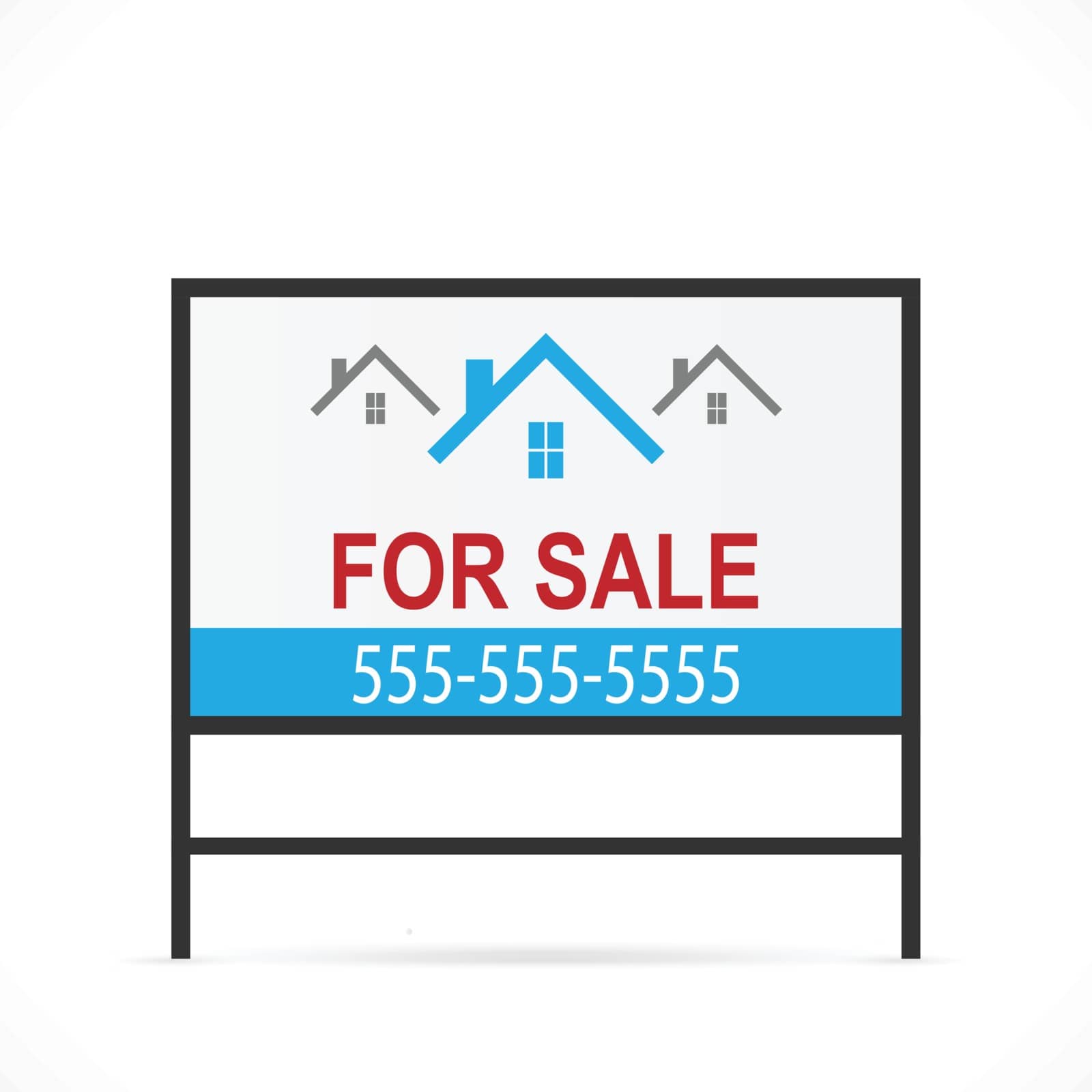 Illustration of a real estate for sale sign isolated on a white background.