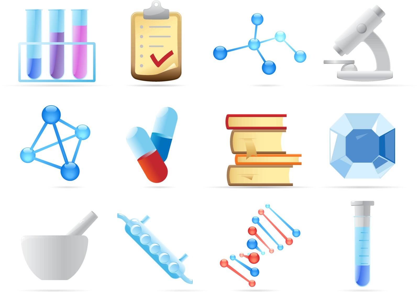 Icons for chemistry. Vector illustration.