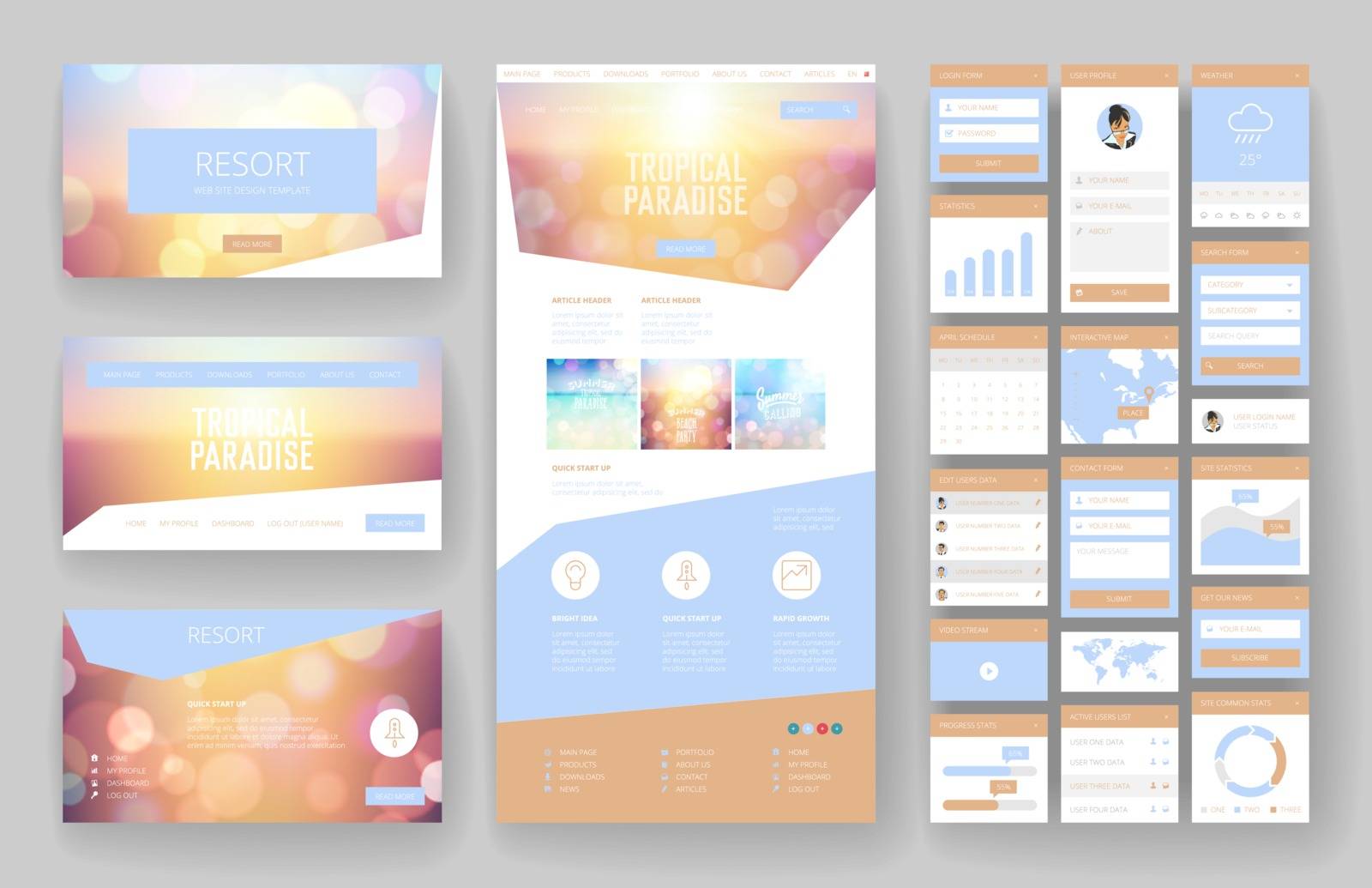 Website design template and interface elements by ildogesto
