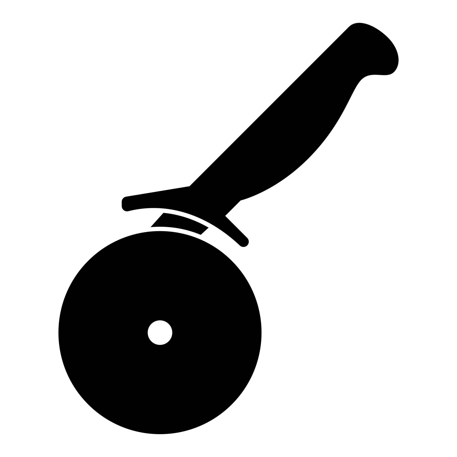 Pizza cutter ot pizza knife icon black color vector illustration flat style simple image