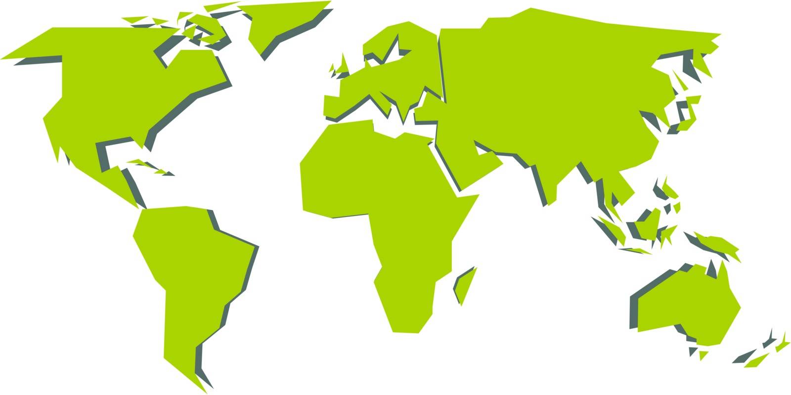 Simplified world map, vector illustration