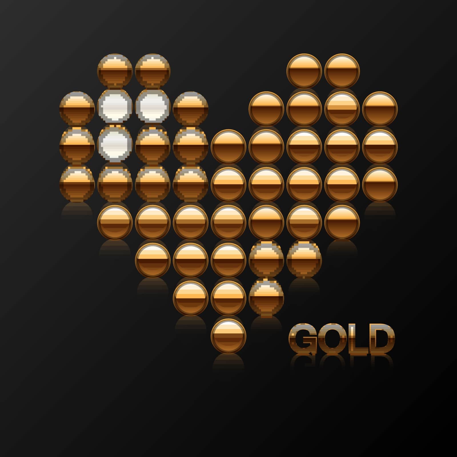 On a black background, the heart is invested with expensive stones and gold. Vector by Adamchuk