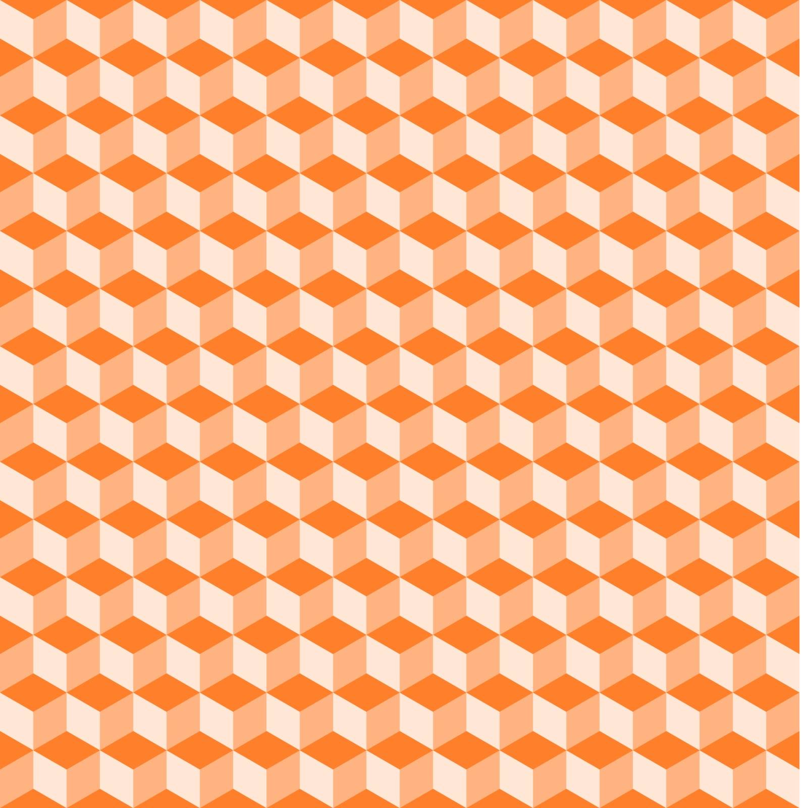Abstract seamless background with cube decoration i shades of orange