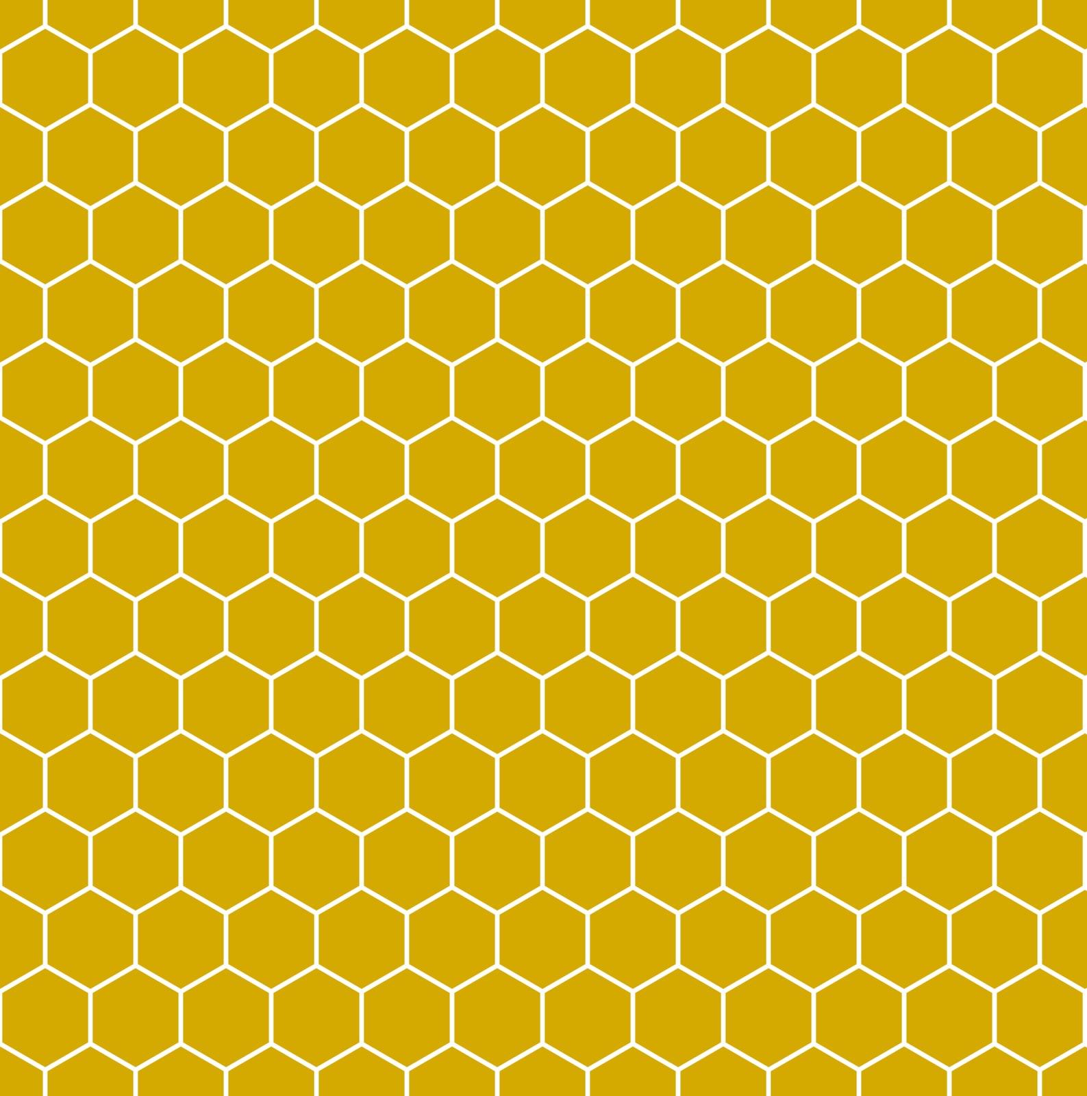 Seamless hexagonal background in yellow with white borders. Vector illustration.