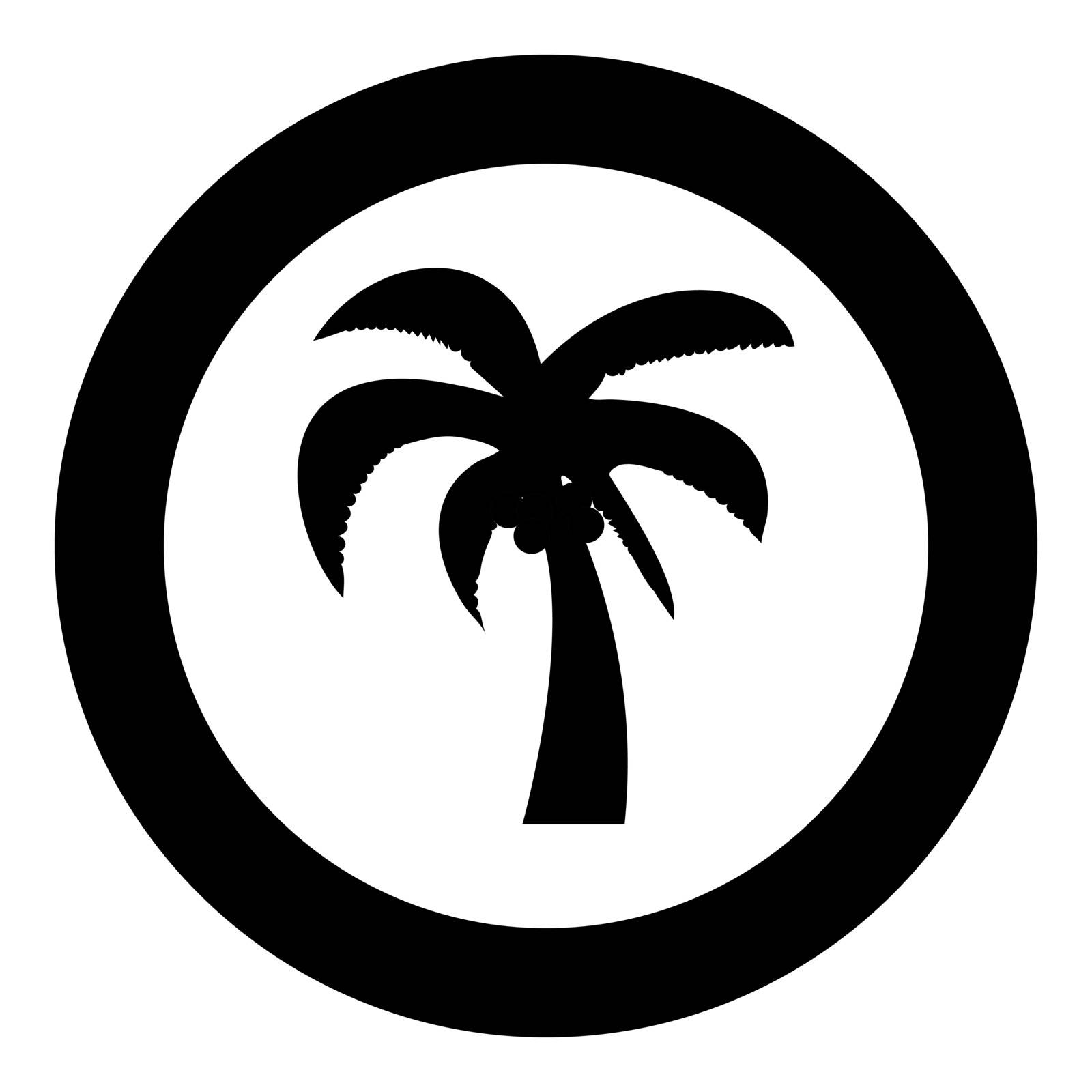 Palm icon black color in circle or round vector illustration