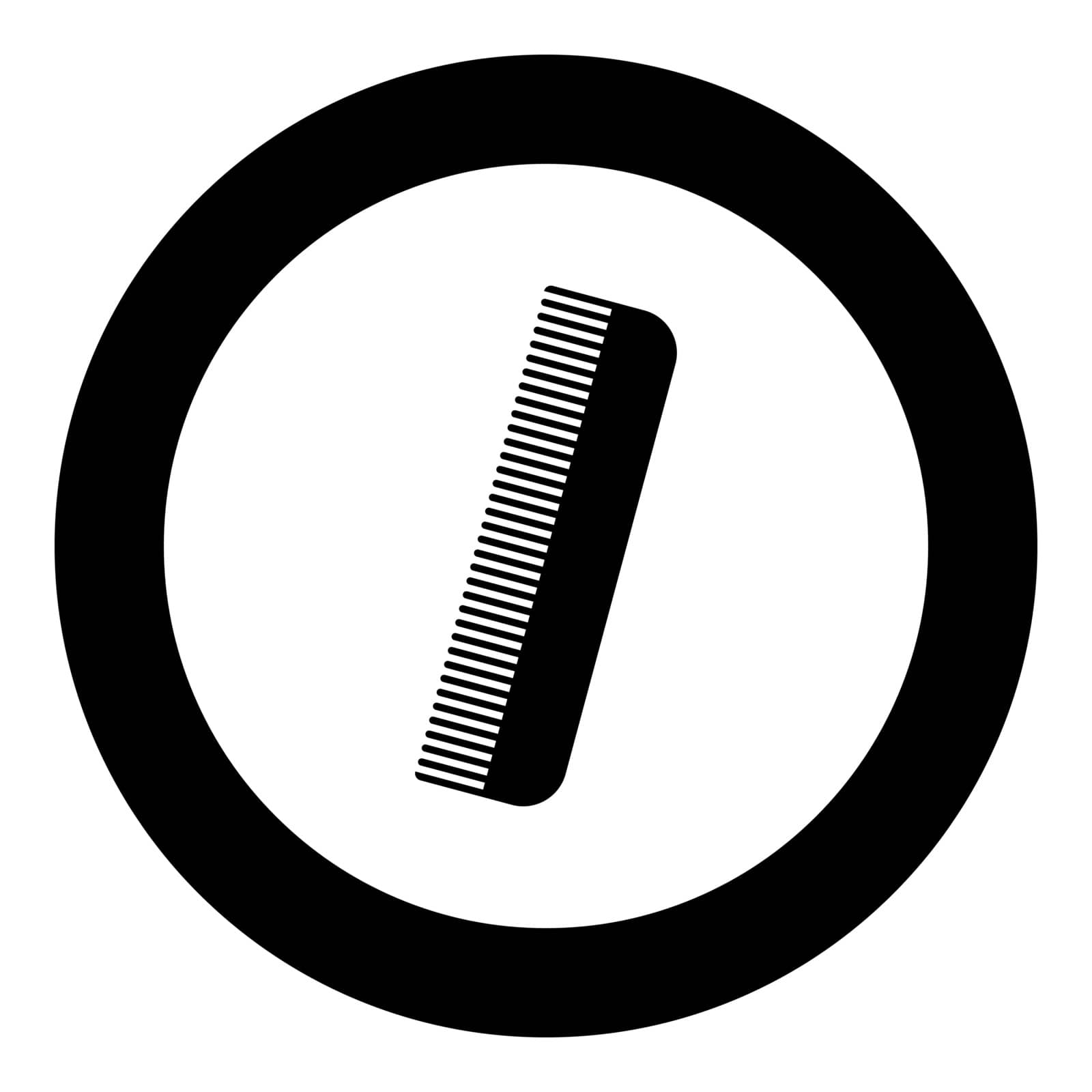 Comb icon black color in circle vector illustration