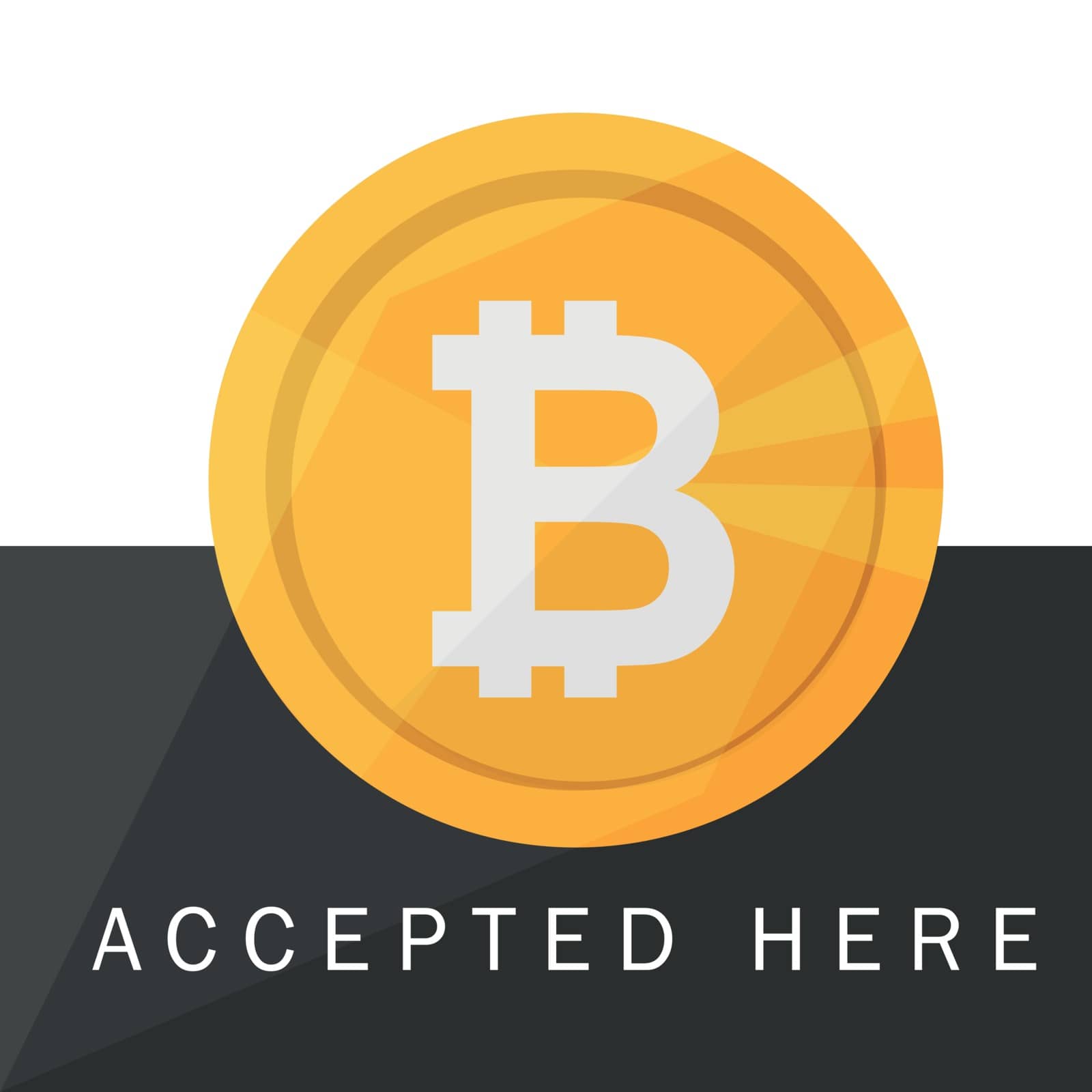 Bitcoin accepted sticker icon banner with text bitcoind accepted here Vector illustration EPS-10 on black and white background