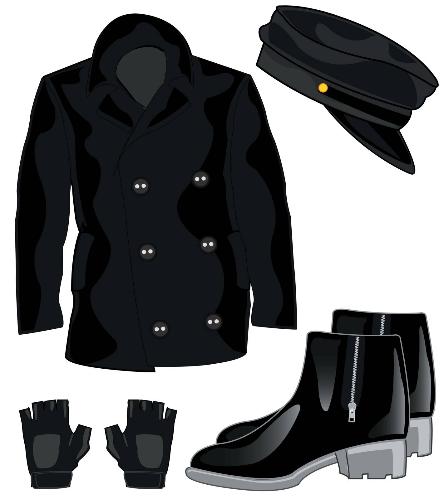 Cloth coat and footwear with cap and glove