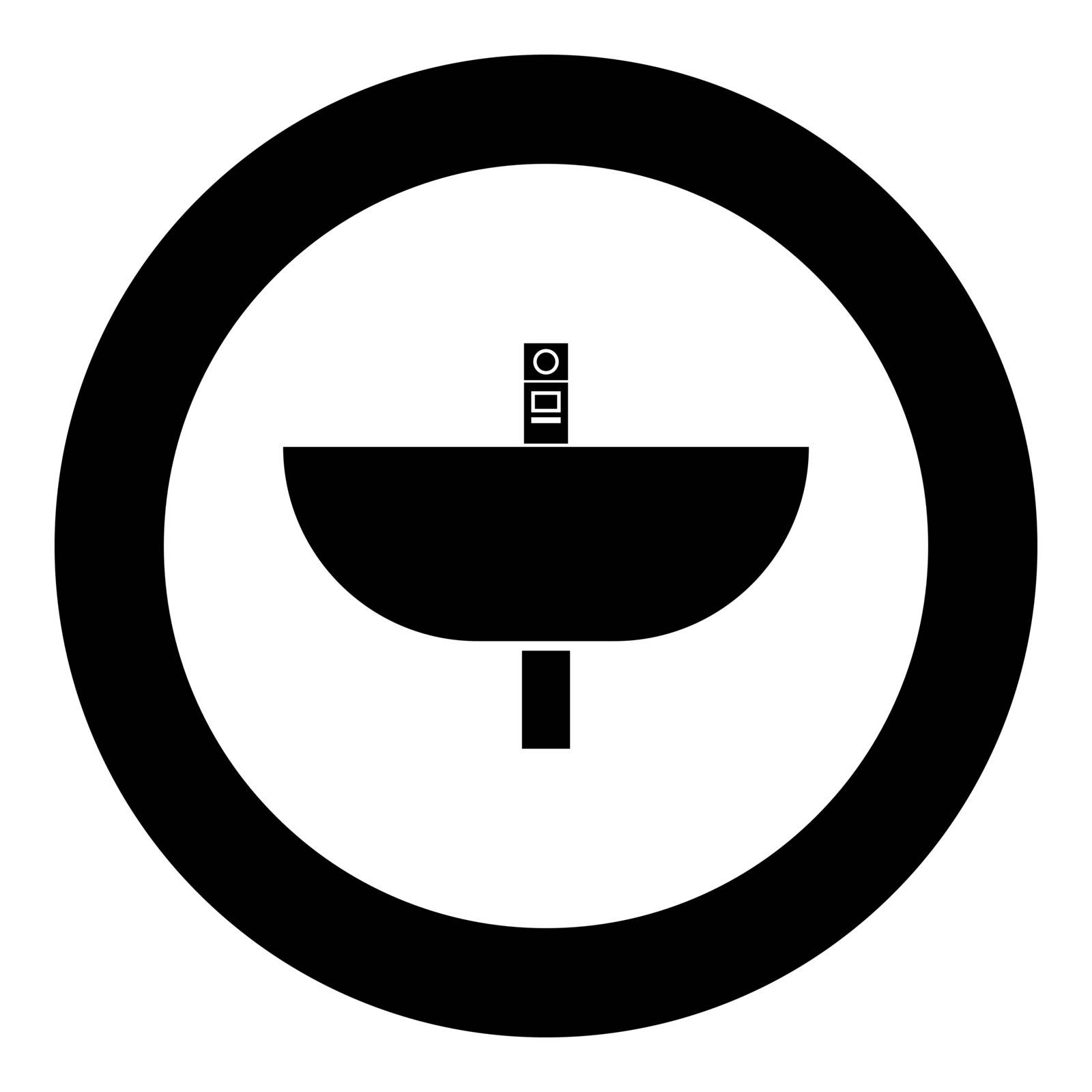 Wash basin icon black color in circle vector illustration isolated