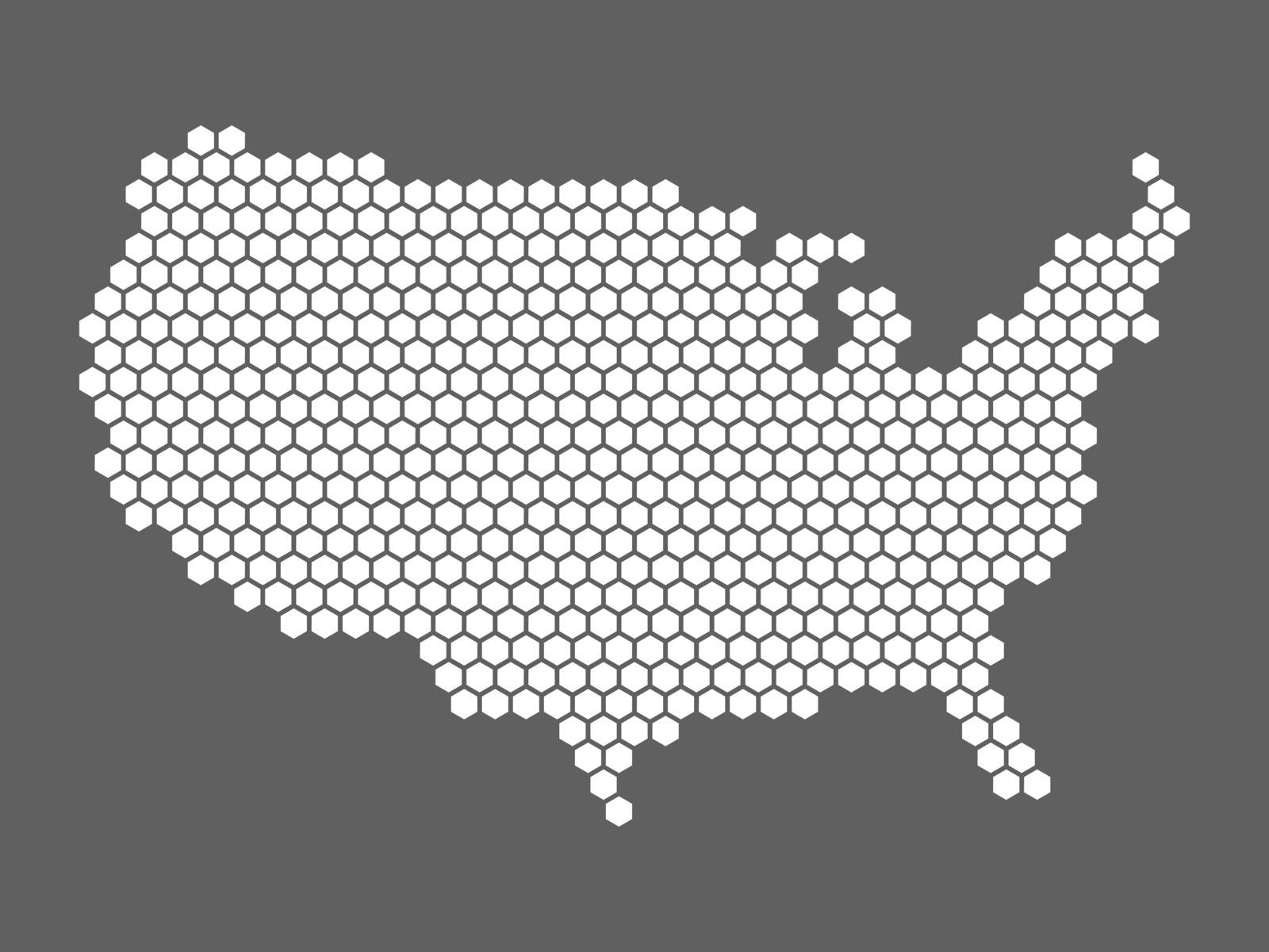 Abstract USA map of hexagons by pyty