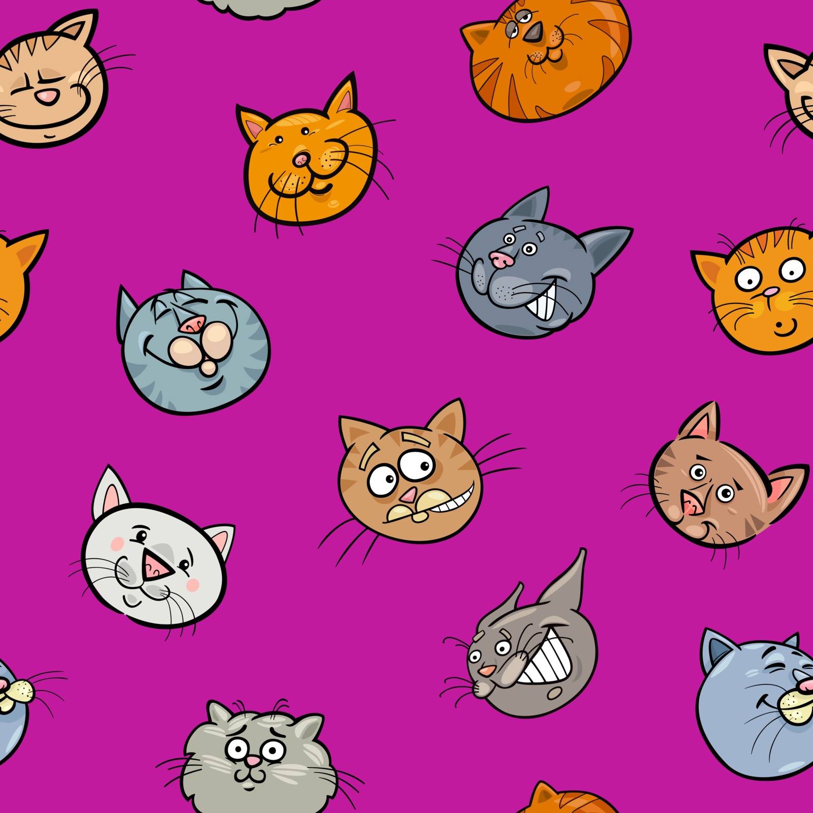 Cartoon Illustration of Cat Characters Wallpaper or Wrapping Paper Design