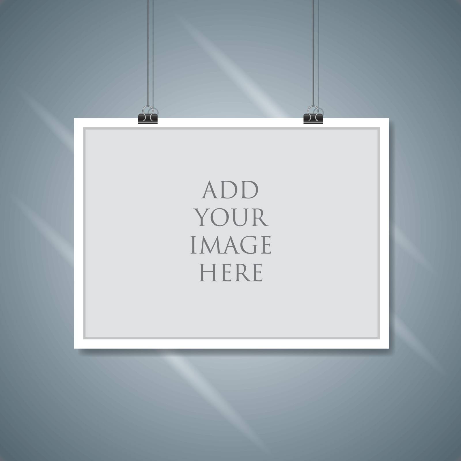 Vector paper frame mockup hanging with paper clip by cifotart