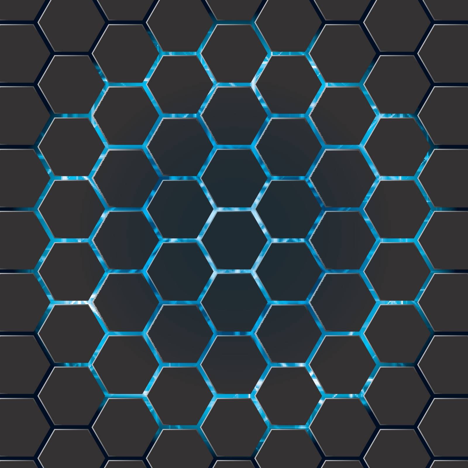 hexagon background shiny blue light