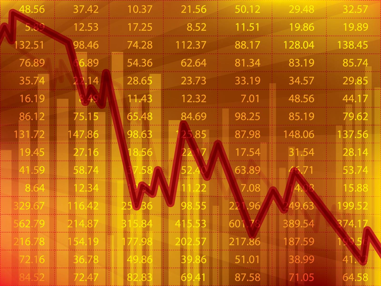 Business graph with arrow showing loss and crisis financial on the stock exchange.