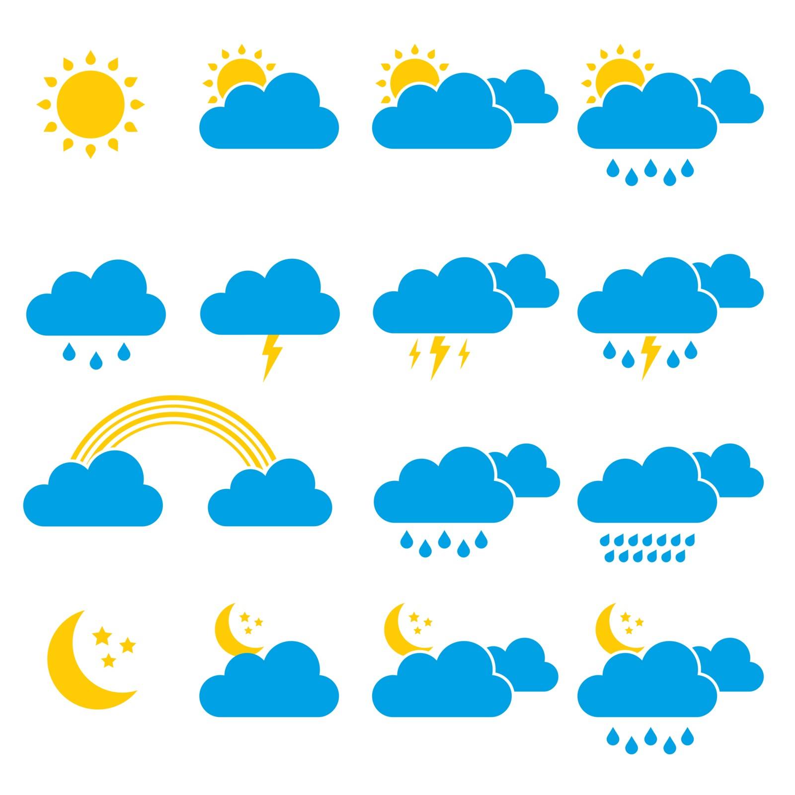 Set of icons meteorology, climate and weather, widget  template.