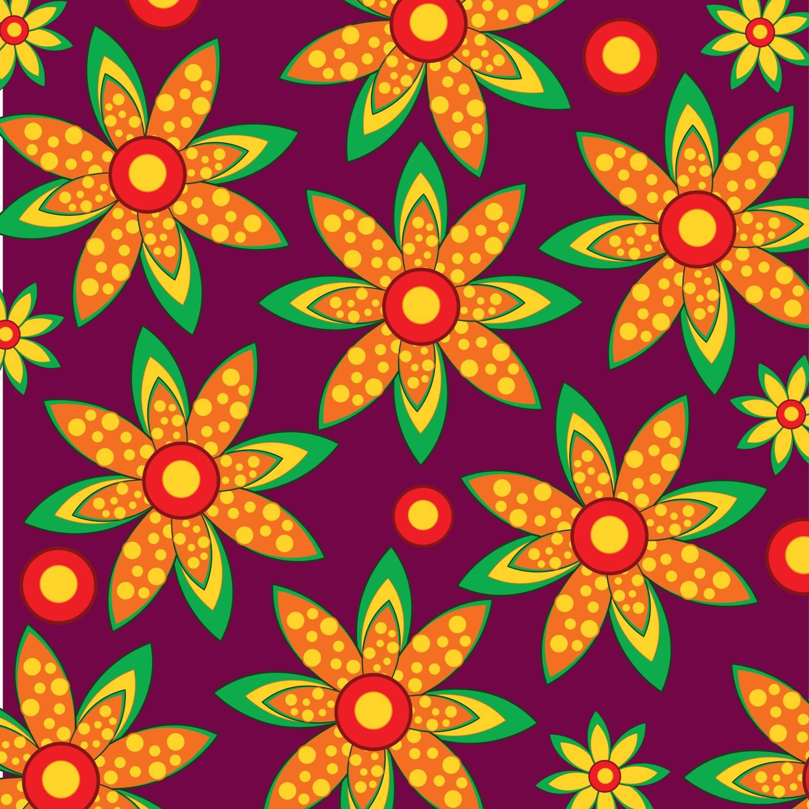 Bright and colorful pattern from figures on rose background