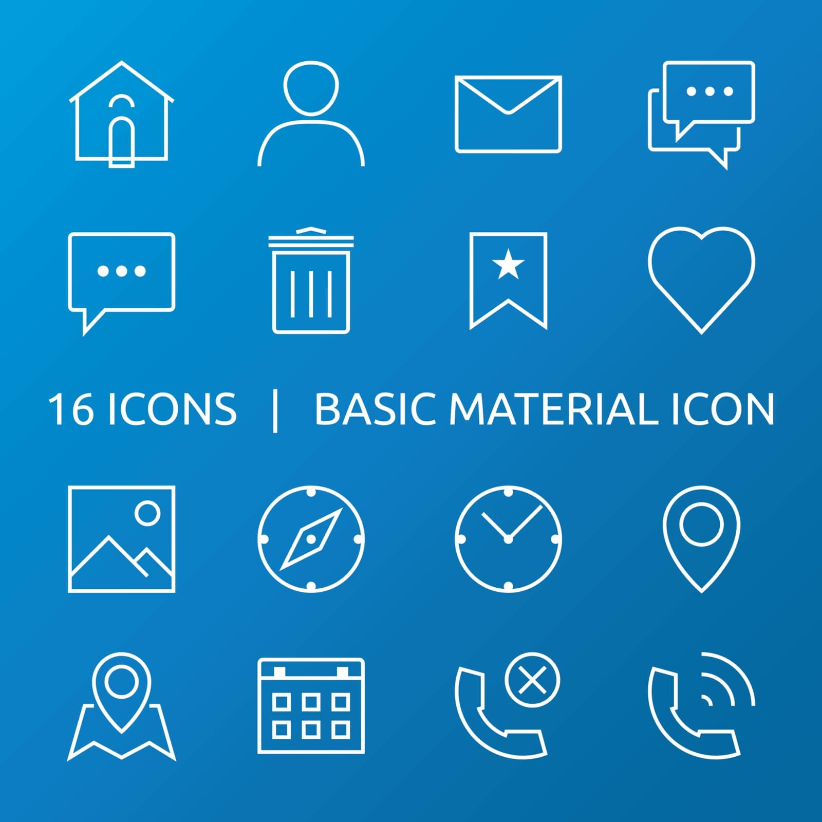 basic material icon. outline icon set. by 200degrees