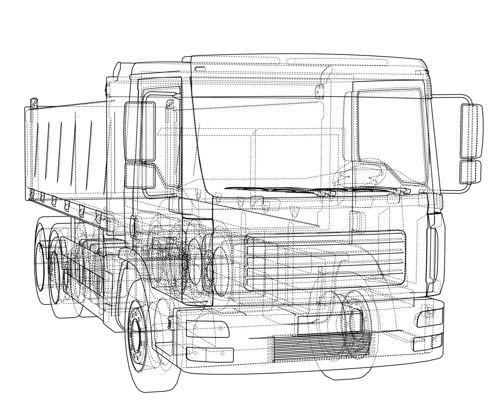 European truck outlined vector by cherezoff