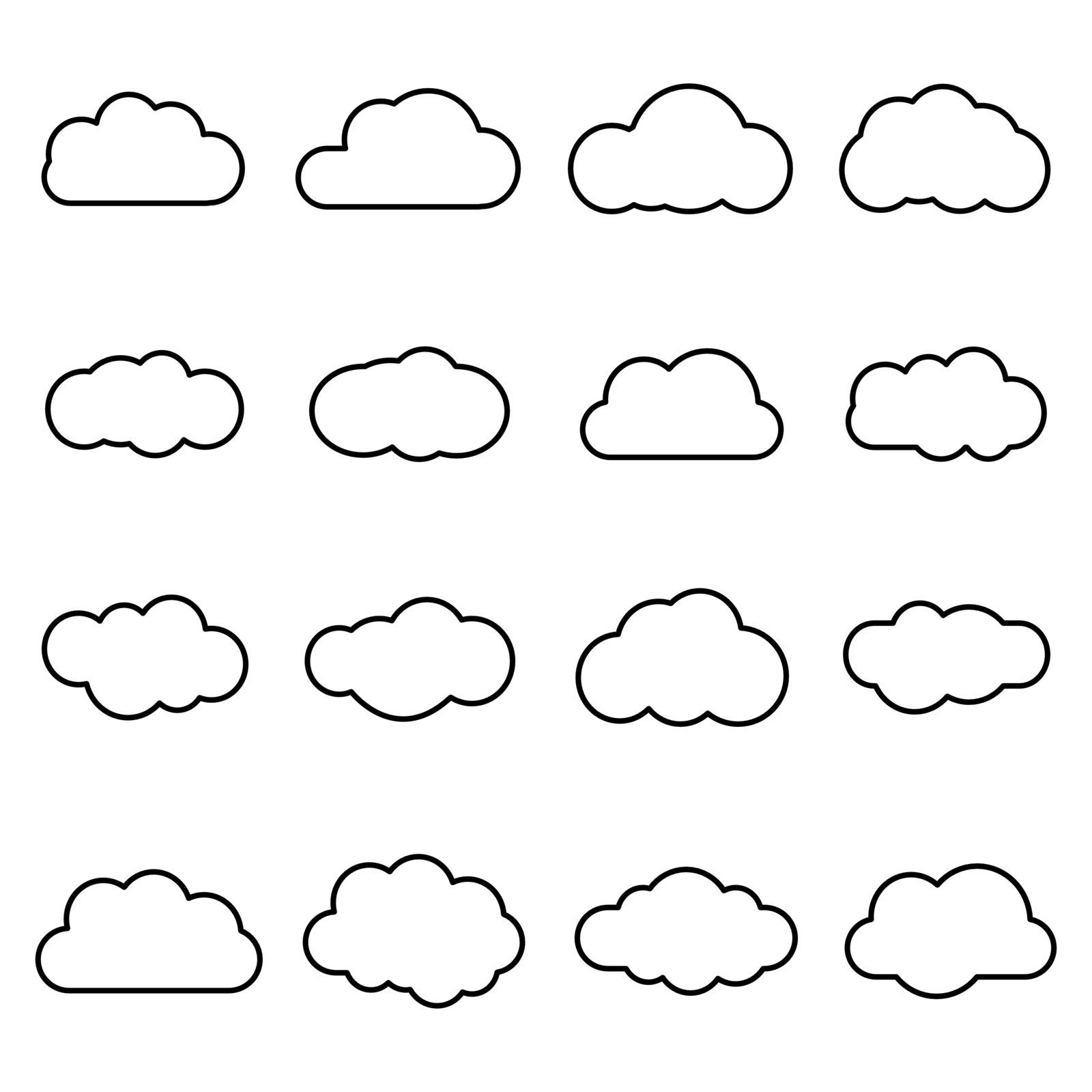 Clouds line art icon isolated on white background. Storage solution element, databases, networking, software image, cloud and meteorology concept by klerik78