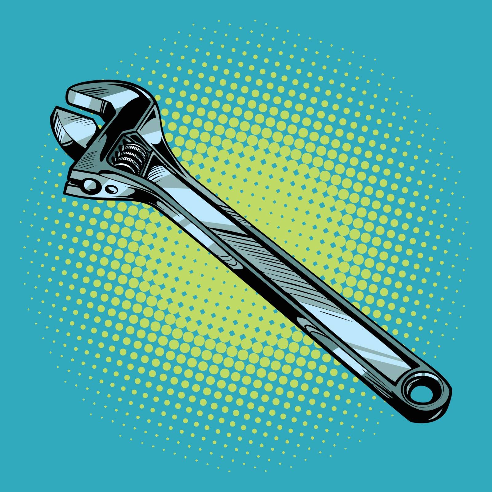 Adjustable wrench tool. Pop art retro vector illustration comic cartoon kitsch drawing