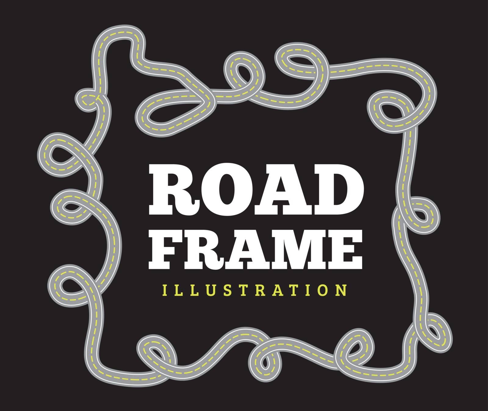 Curved road track in a frame. Vector illustration on black background
