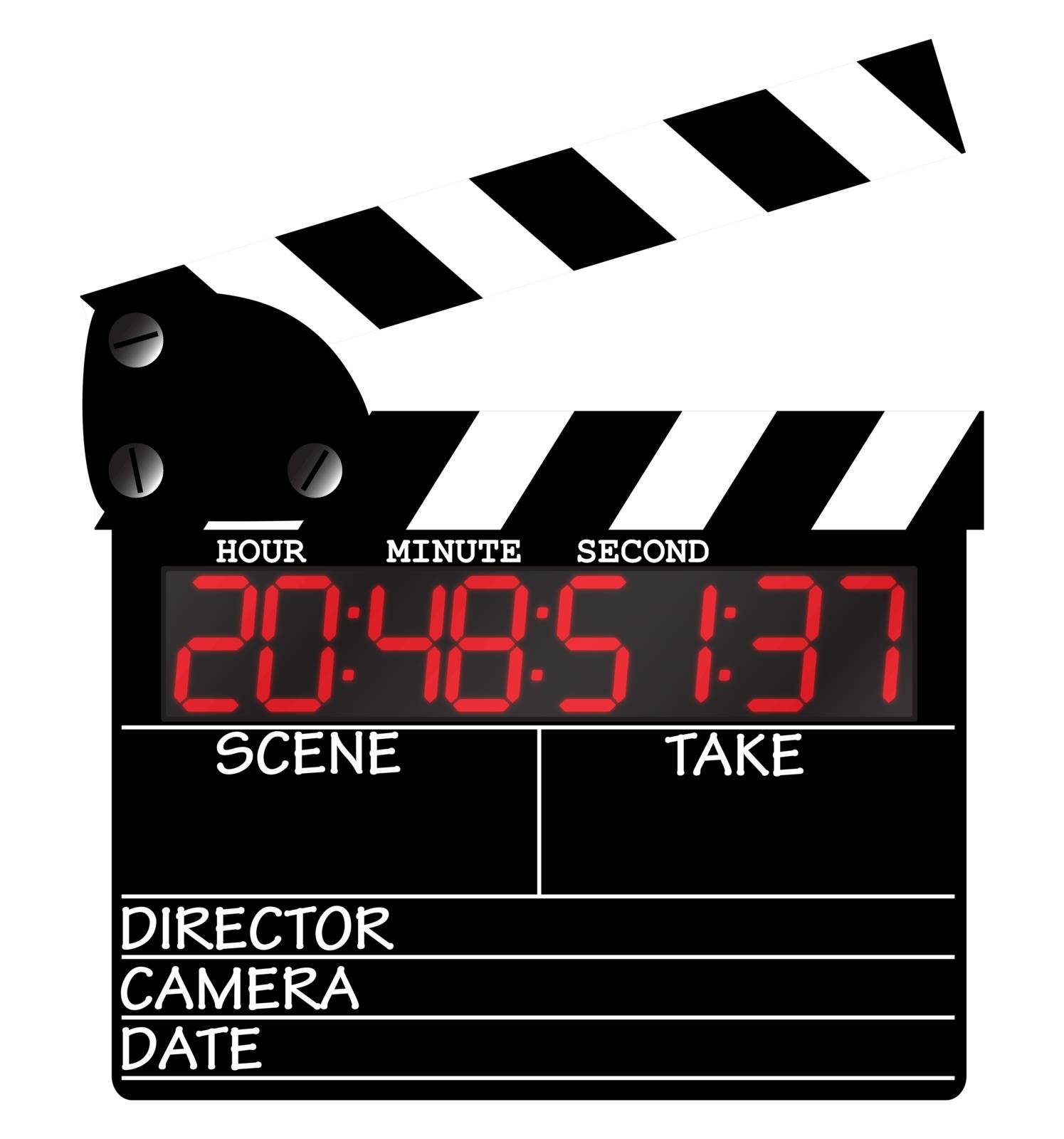 A director's digital clapper board isolated on a white background