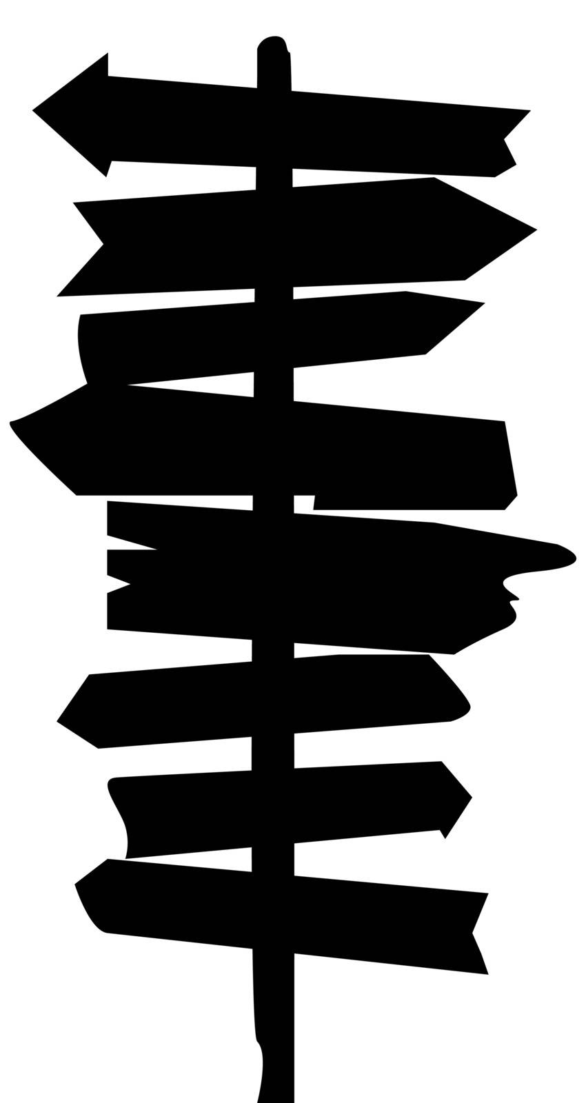 A silhouette of a multi signed post isolated on a white background