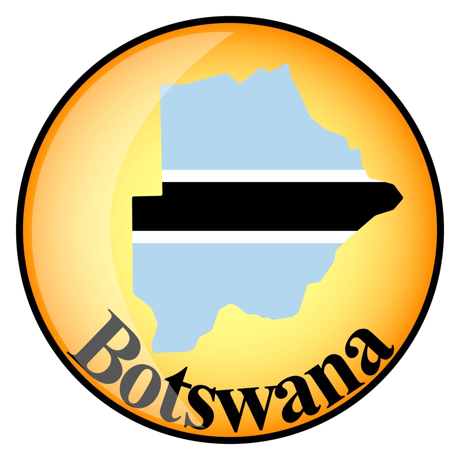 orange button with the image maps of button Botswana by mayboro