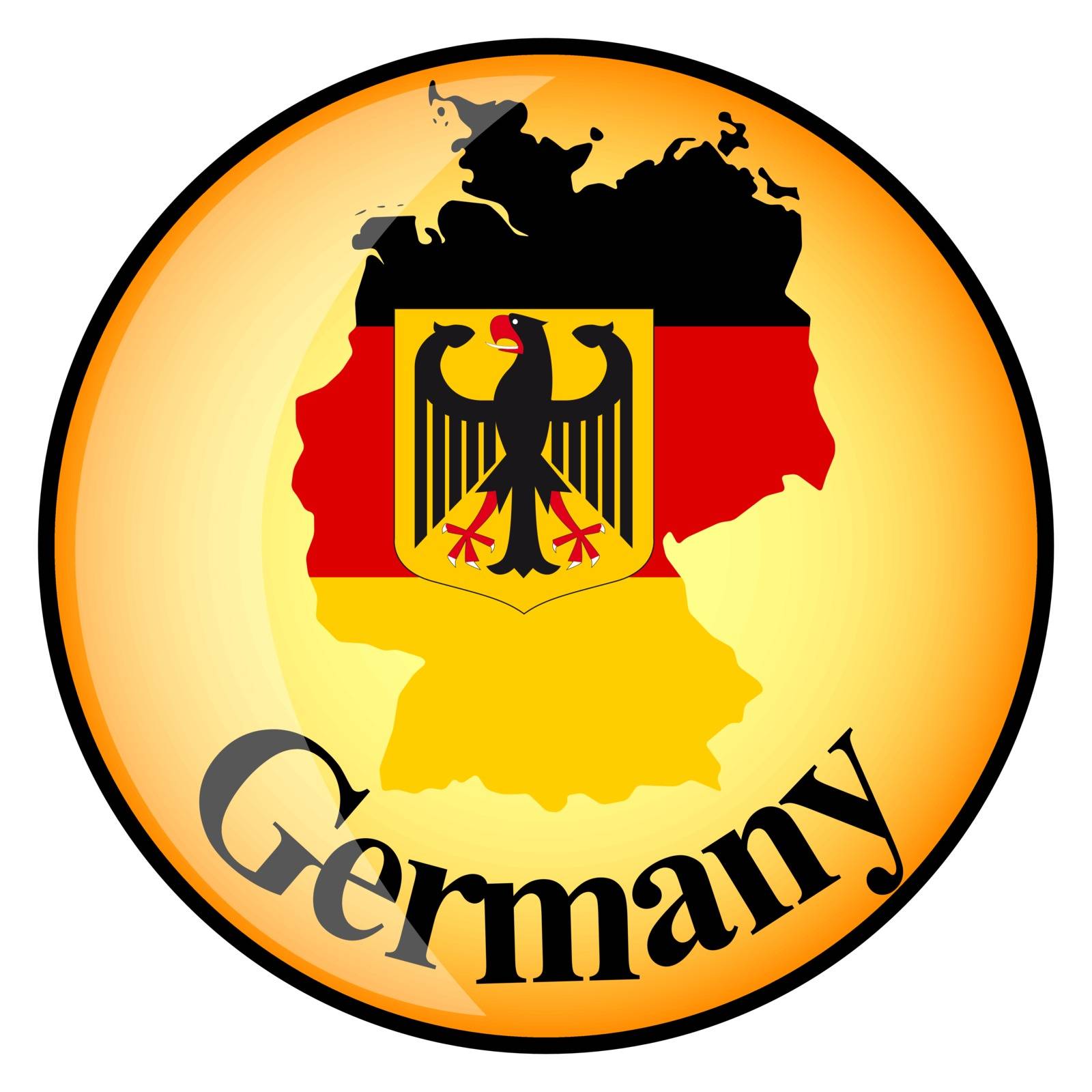 orange button with the image maps of button Germany in the form of national flag
