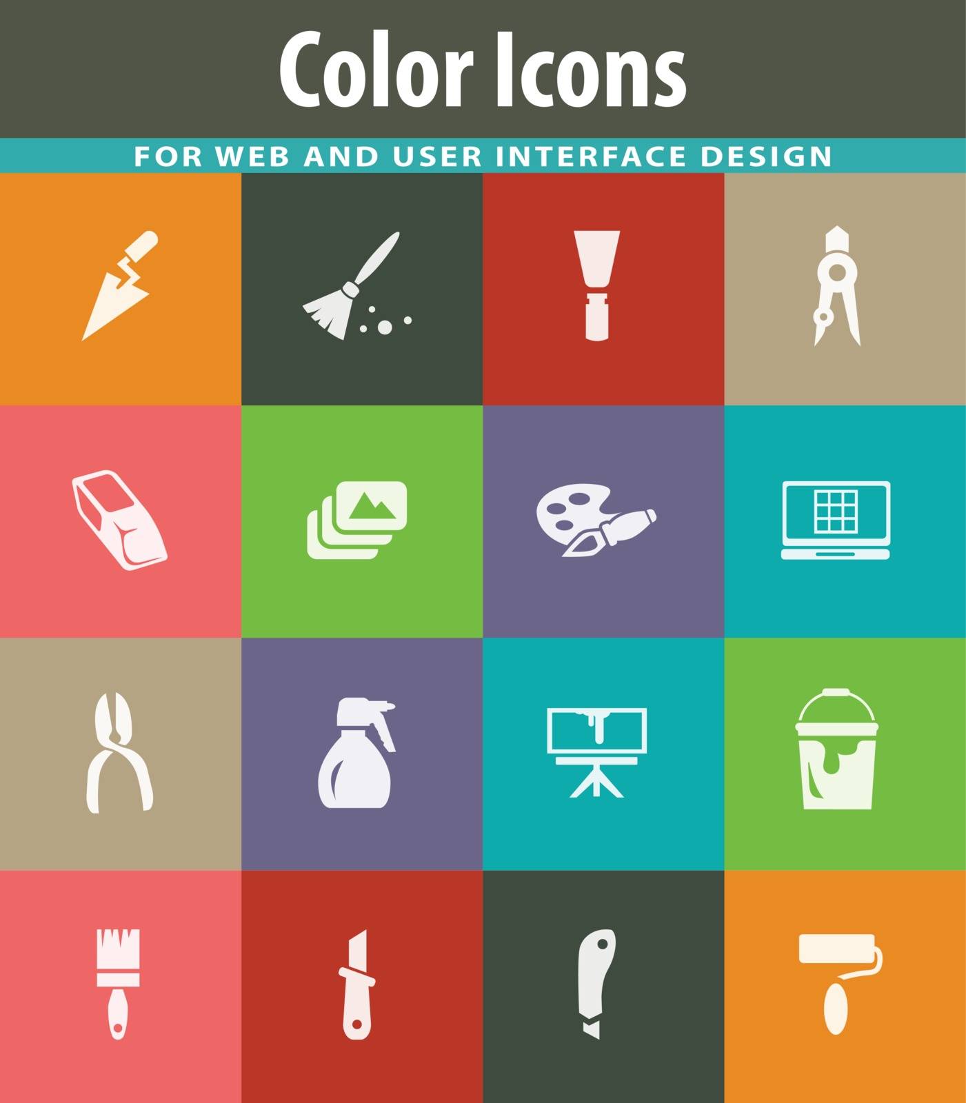 Art tools easy flat web icons for user interface design