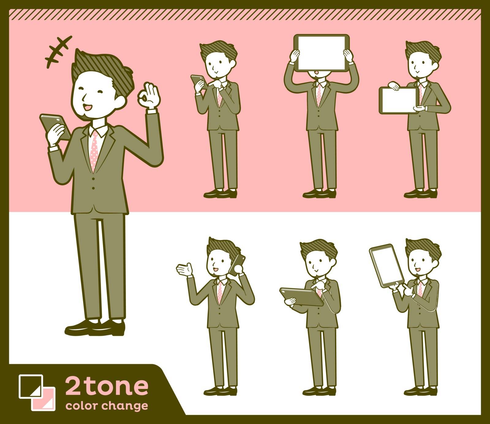 2tone type suit short hair beard men_set 7 by toyotoyo