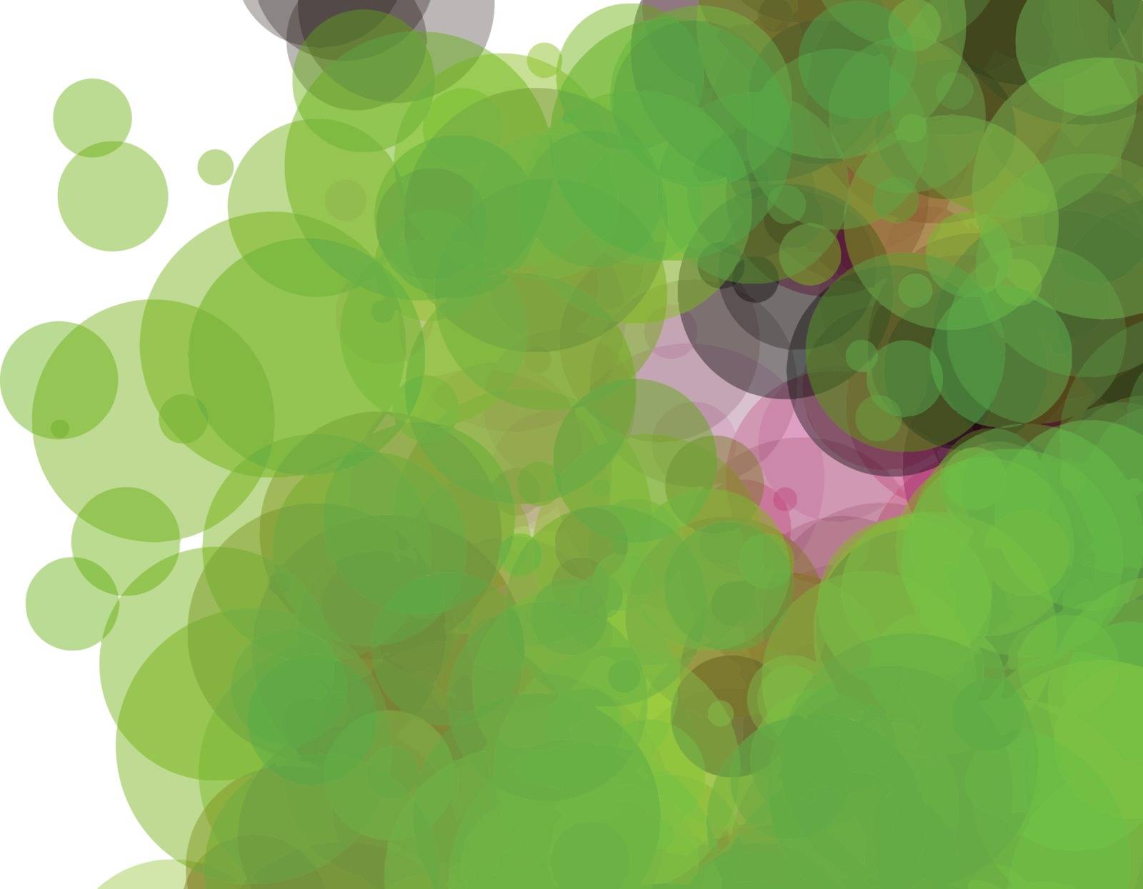 Green and pink bubbles, grunge background vector. Ink splatter, blots, spot elements. Watercolor paint splashes pattern, fluid stains spots background.