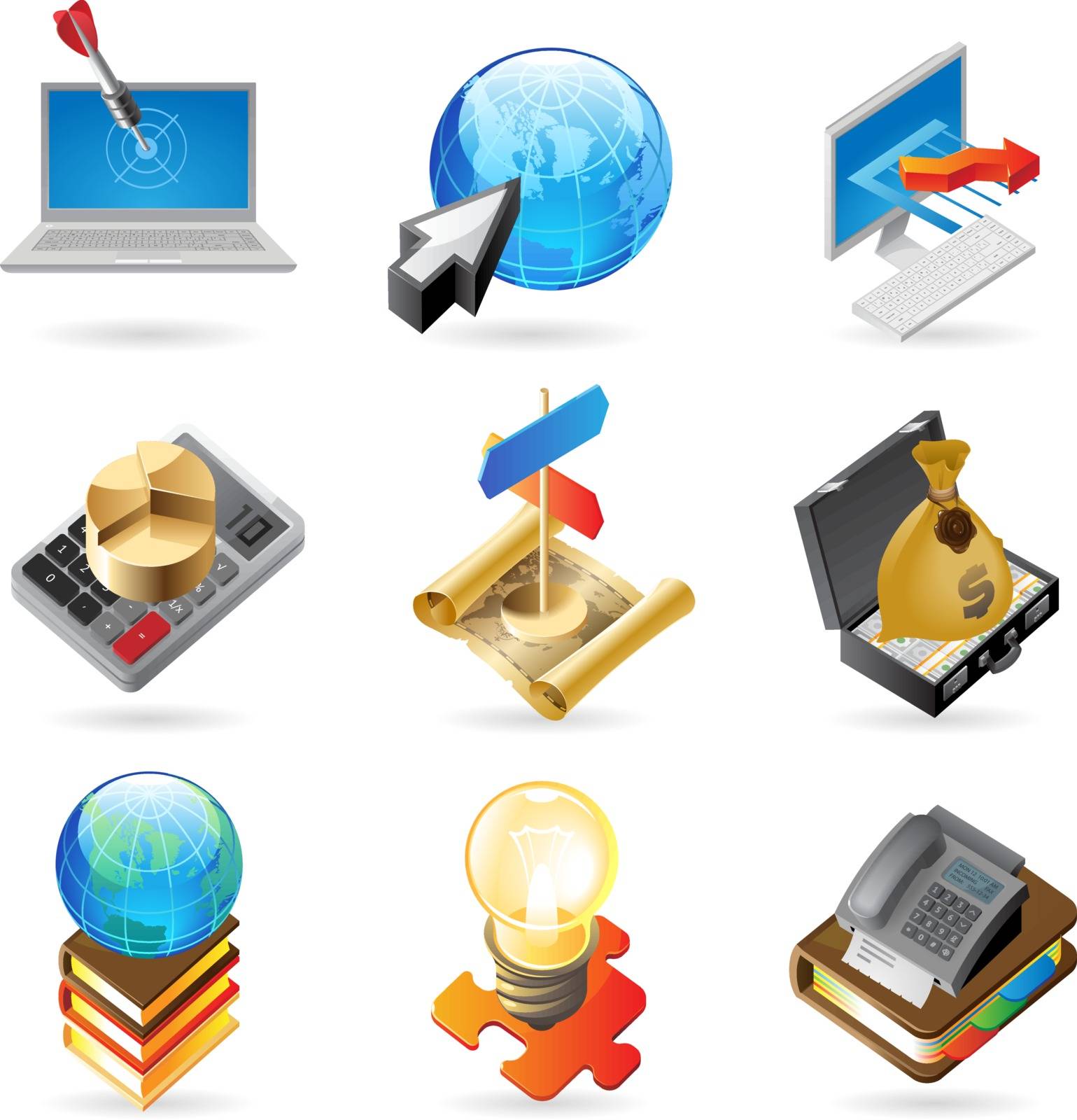 Vector concept icons for business. Illustrations for document, article or website.