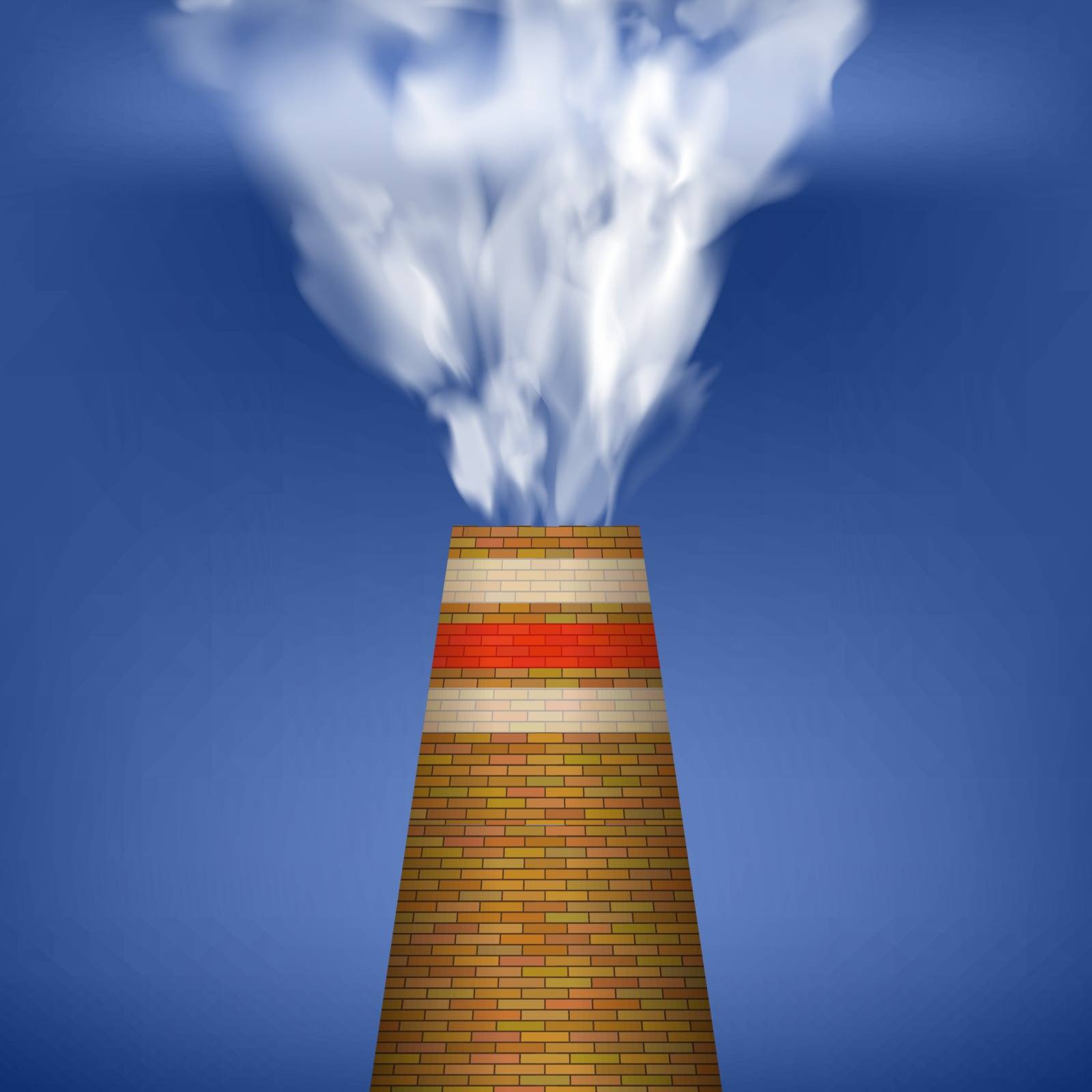Factory Chimney and Smoke on Blue Background. Environmental Pollution by valeo5