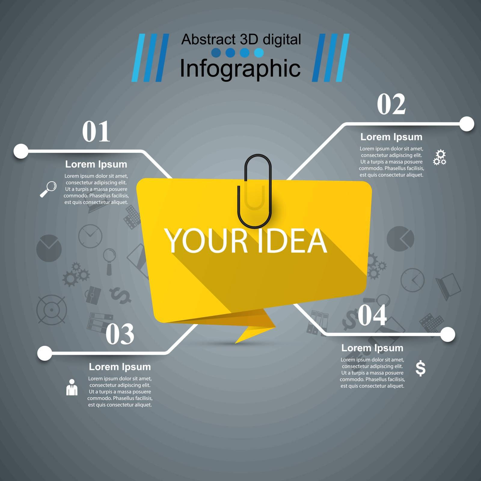 Paper yellow banner - business infographic. Vector eps 10