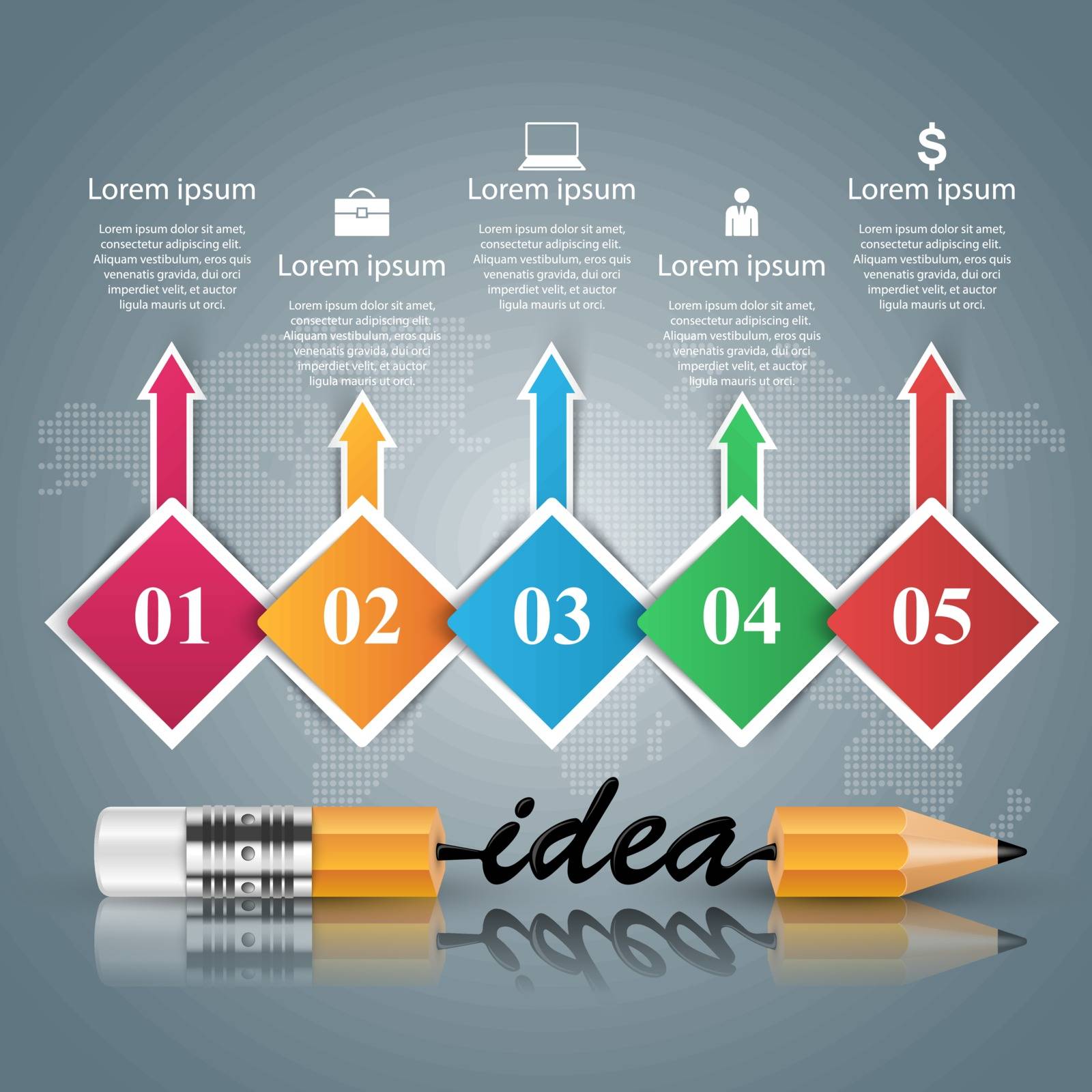 Pencil, idea, education icon Business infographic Vector eps 10