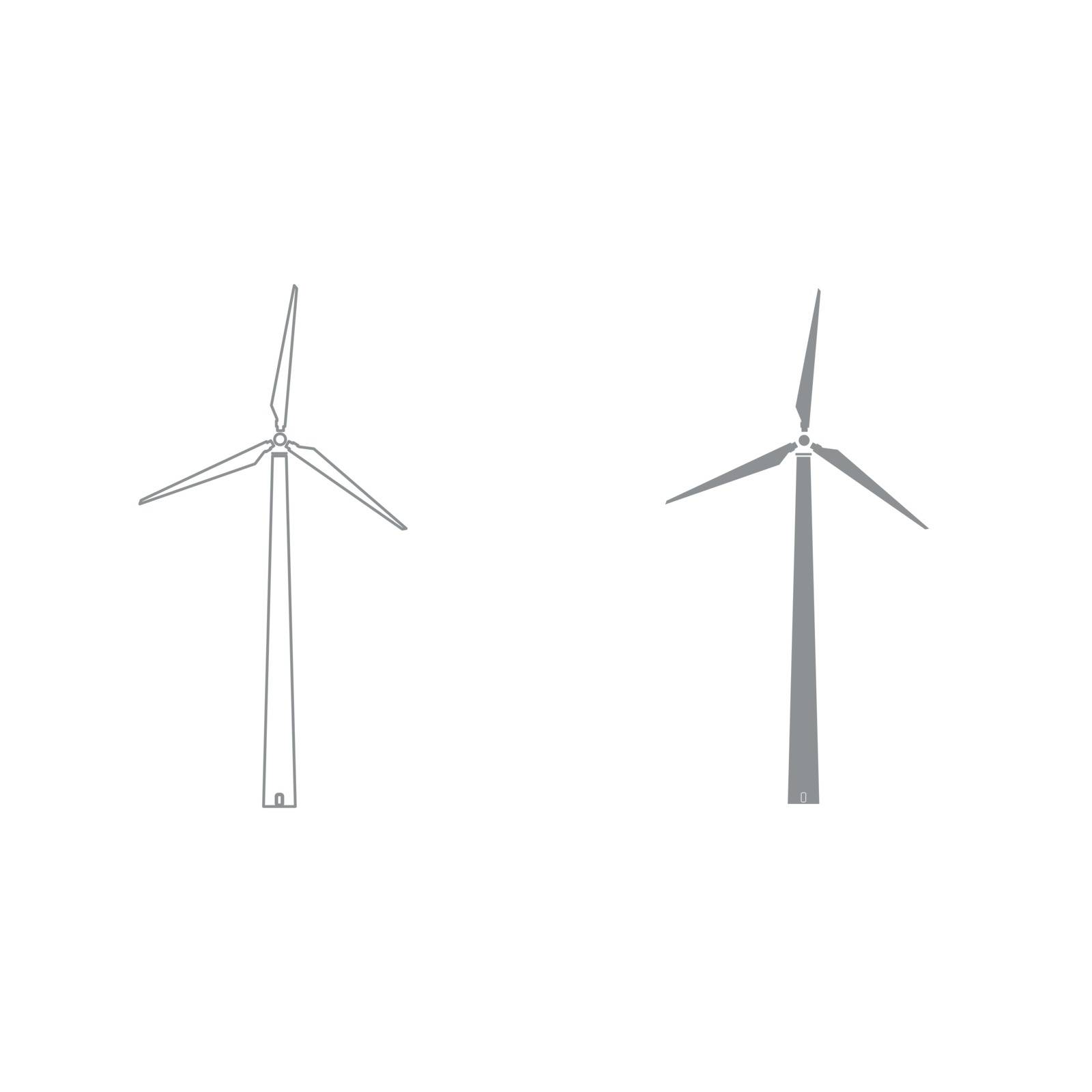 Wind turbine grey color set icon . by serhii435
